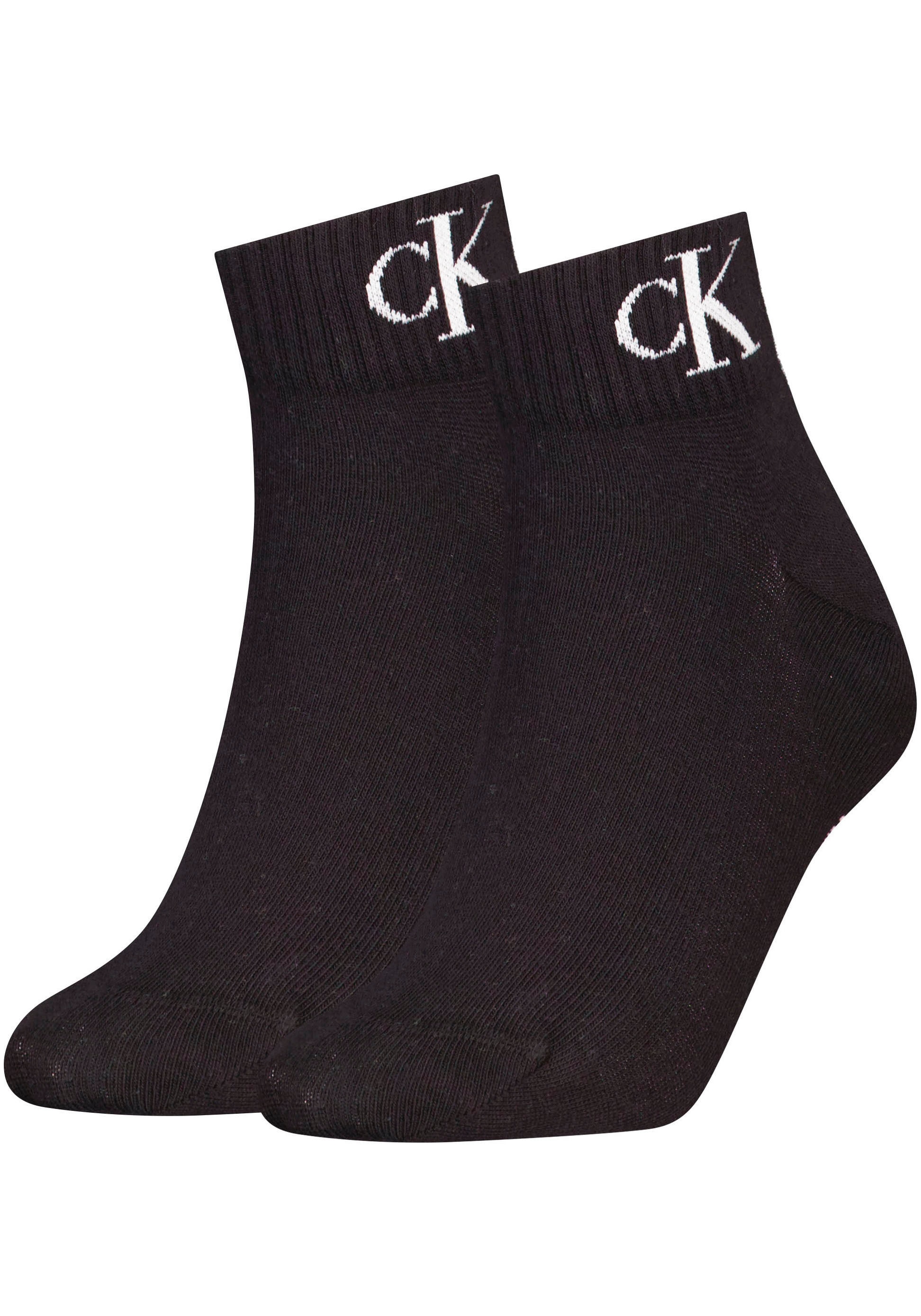 Calvin Klein Jeans Socken »CKJ WOMEN QUARTER 2P MONOGRAM«, (2 Paar), mit Logostickerei