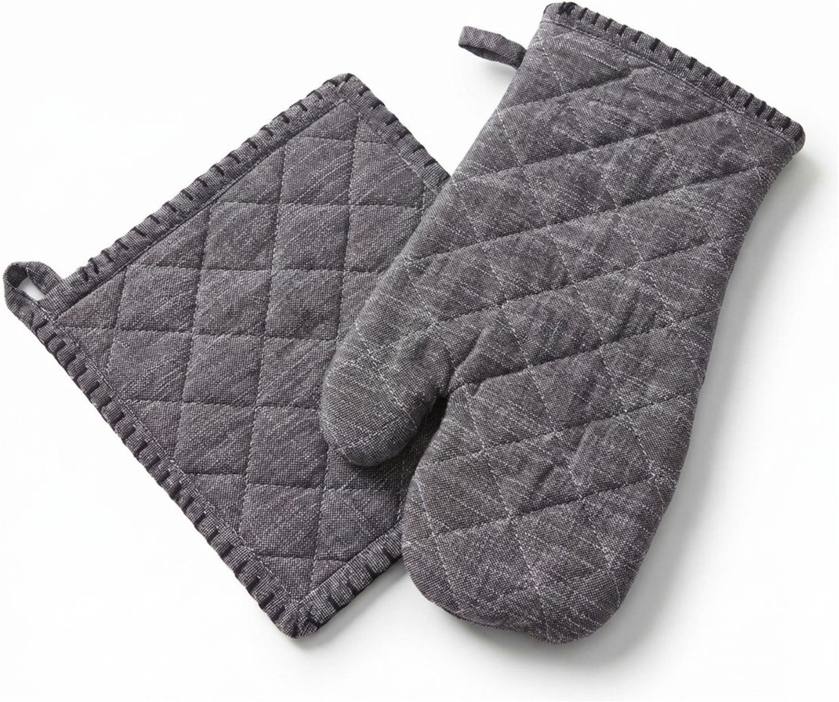 Image of Home affaire Topfhandschuhe "Handschuh & Topflappen Set Grau"