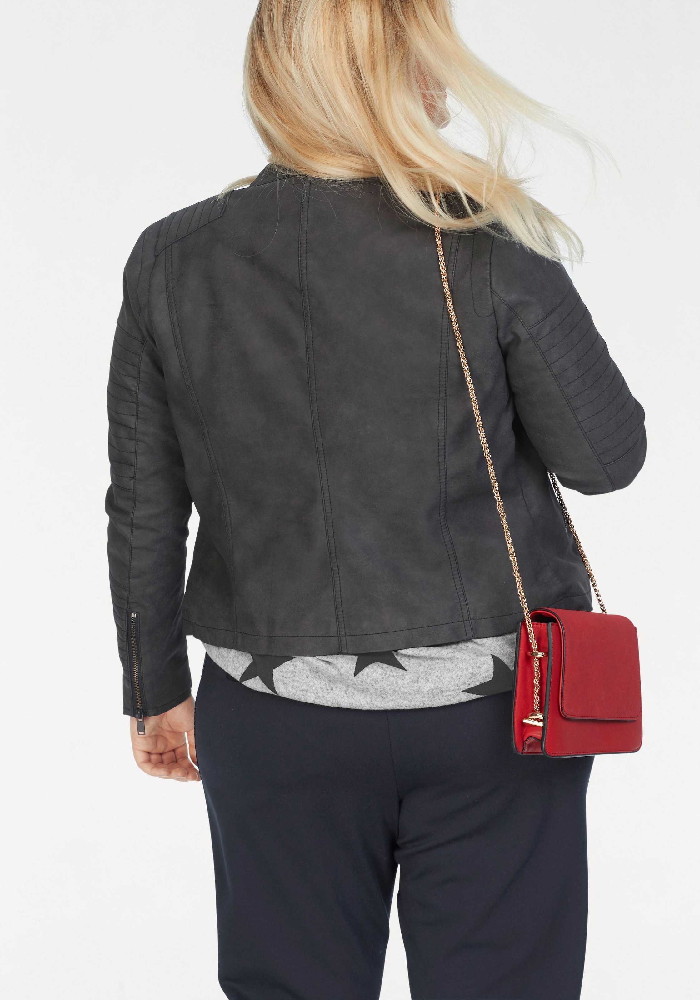 ONLY CARMAKOMA Lederimitatjacke »CARAVANA FAUX LEATHER BIKER OTW«, mit Biker-Details