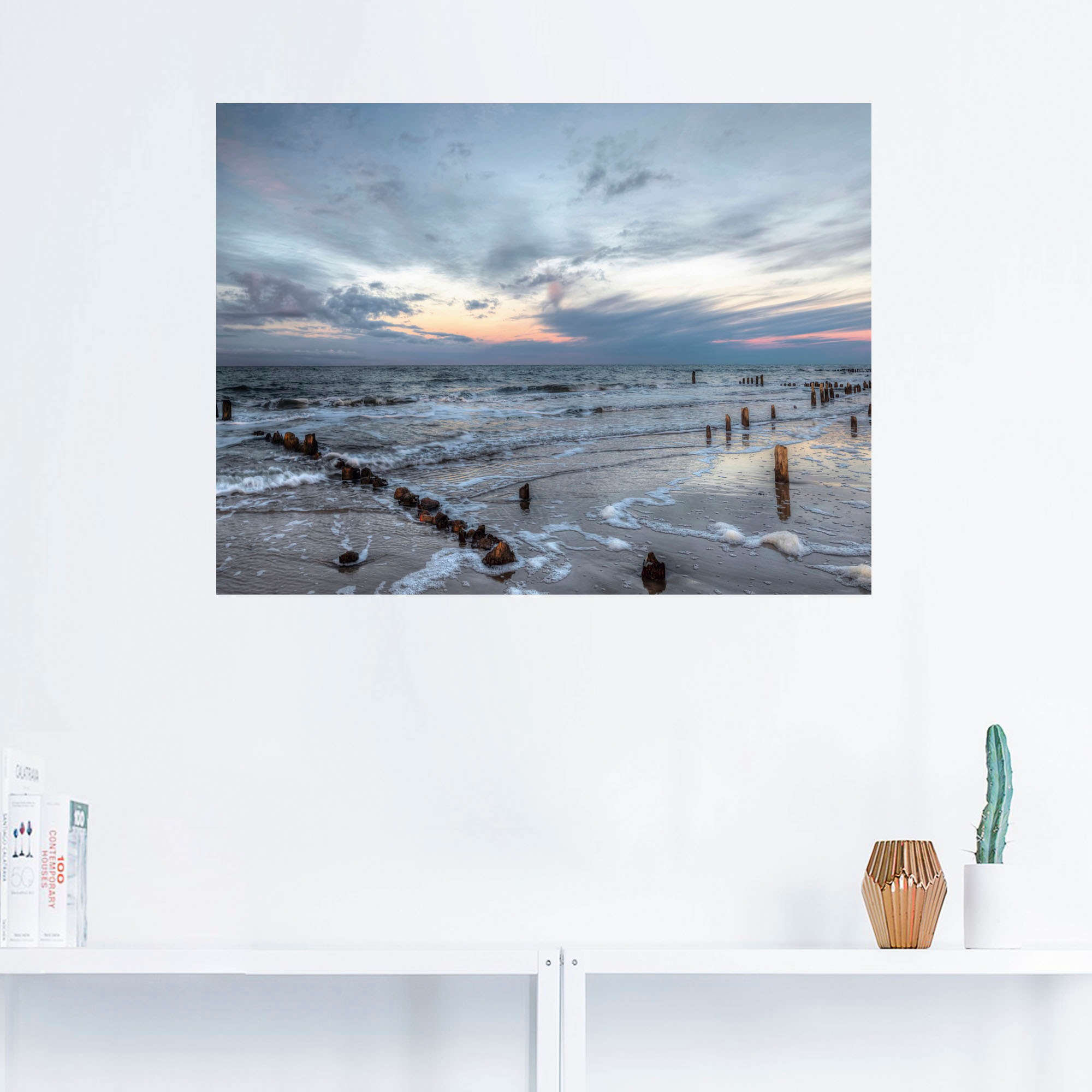 Artland Wandbild »Winter Sonnenuntergang am Meer«, Gewässer, (1 St.), als Leinwandbild, Poster, Wandaufkleber in verschied. Grössen