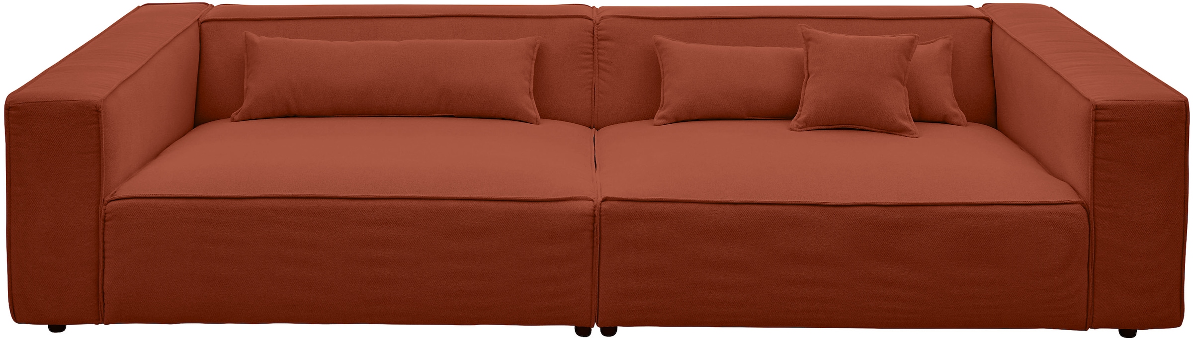LeGer Home by Lena Gercke 3-Sitzer »PIARA XXL Struktur, Sofa mit Kedernaht« schwarze Füsse, bequemer Sitzkomfort, extra tiefe Sitzfläche