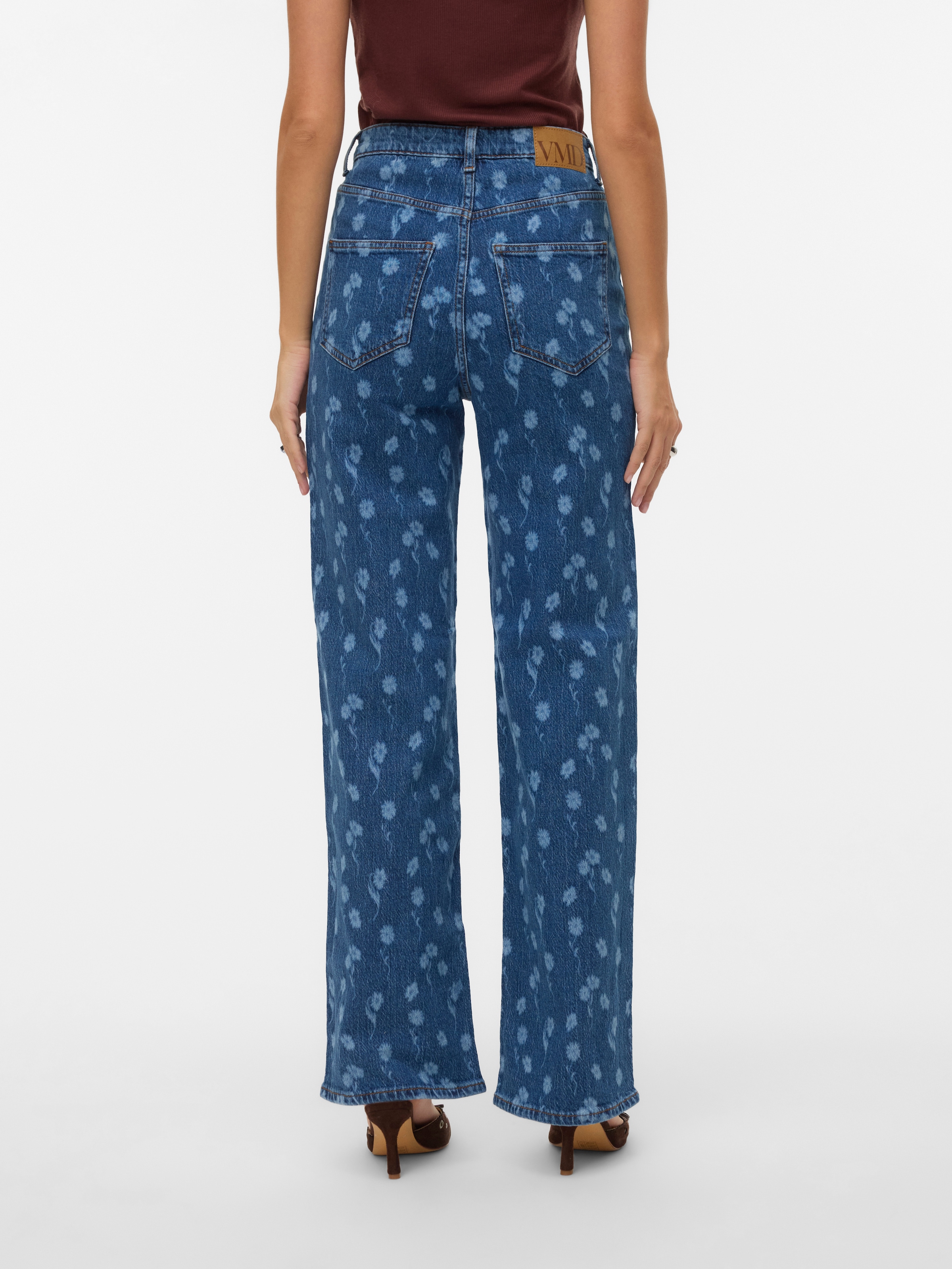 Vero Moda Straight-Jeans »VMTESSA HR WIDE FLOWER DENIM JEANS RA380« mit Blumenmuster