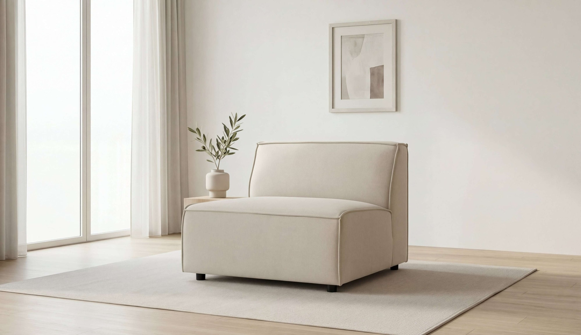 GOODproduct Sessel »Jorrena, extra weicher Chenille-Stoff« Armloser 1-Sitzer, 3 Komfortstufen, 90x105 cm, mit Wellenunterfederung