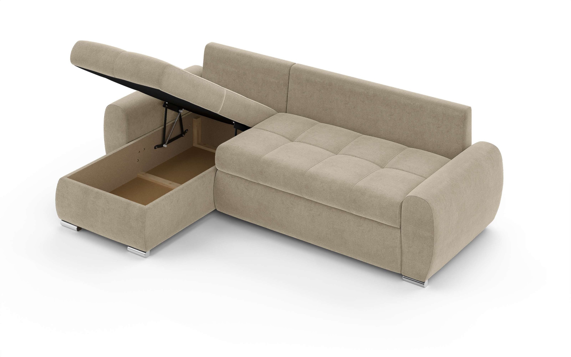 INOSIGN Ecksofa »HAVERHILL Schlafsofa mit Bettkasten, Masse B/H/T: 237/89/166 cm«, L-Form mit Recamiere links oder rechts bestellbar, Wellenunterfederung