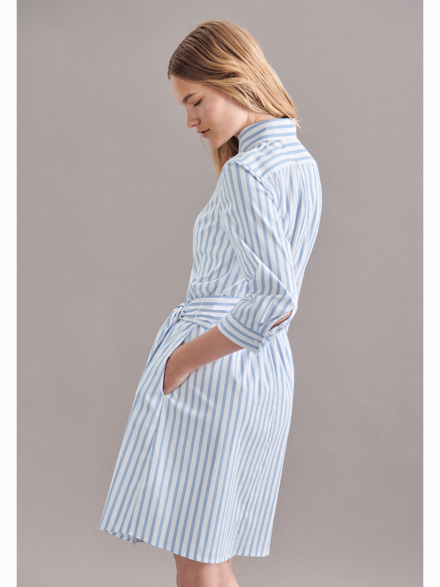 seidensticker Robe d'été »Schwarze Rose« 3/4-Arm Kragen Streifen