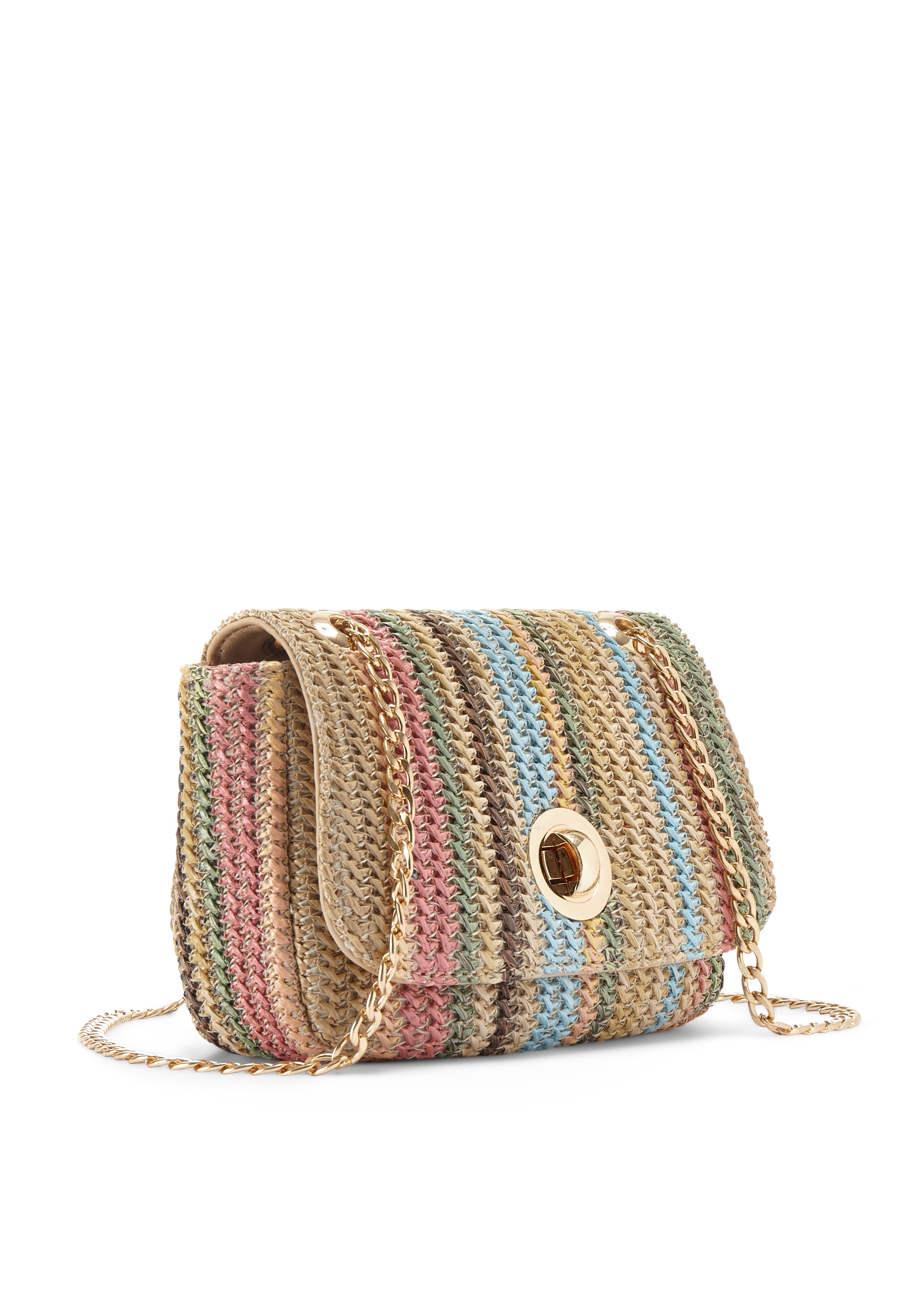 Image of Vivance Umhängetasche "Minibag, Henkeltasche, Crossbody Bag, Strandtasche, Schultertasche" Handtasche Damen zum Umhängen in Bast-Optik mit Kettenhenkel VEGAN