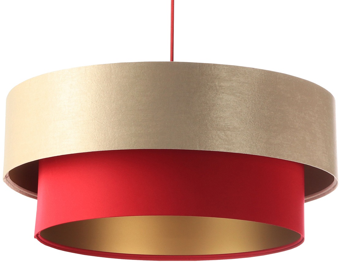 Image of Jens Stolte Leuchten Pendelleuchte »Emma«, E27, 2 St., Textilpendelleuchte, 50cm Ø, rot, Stoffpendelleuchte gold/bordeaux bei Ackermann Versand Schweiz