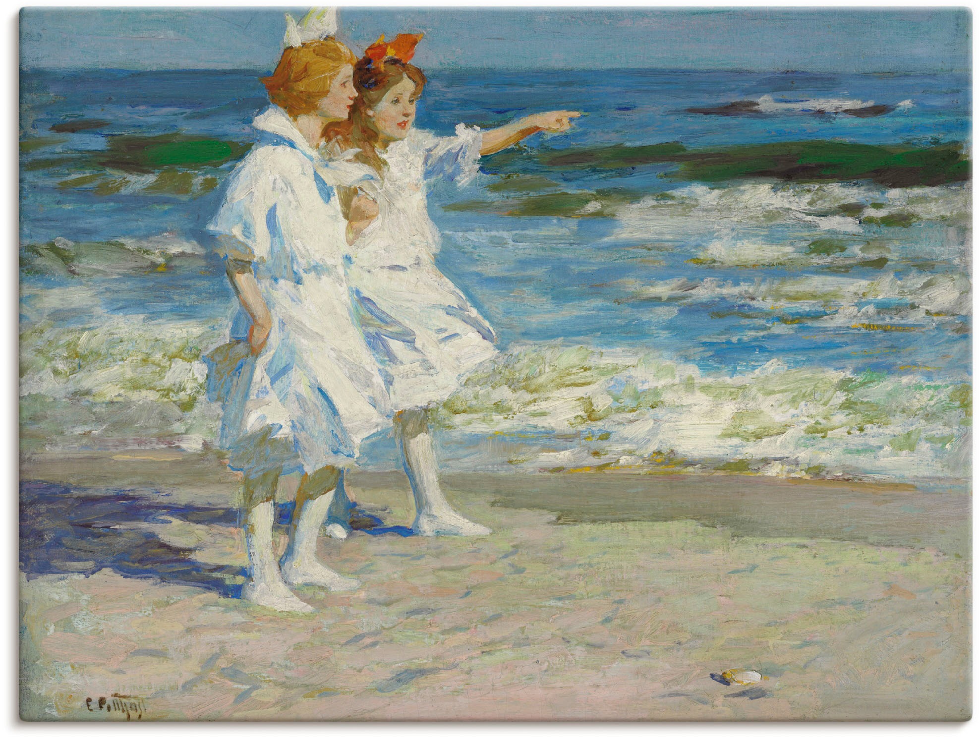 Image of Artland Wandbild »Mädchen am Strand.«, Kind, (1 St.), in vielen Grössen & Produktarten -Leinwandbild, Poster, Wandaufkleber / Wandtattoo auch für Badezimmer geeignet bei Ackermann Versand Schweiz