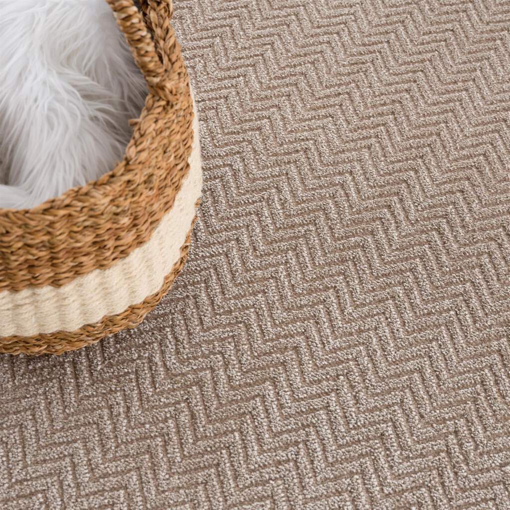 Carpet City Teppich »Friseé-Teppich FANCY805«, rund, 12 mm Höhe, Kurzflor, Einfarbig, 3D-Optik, Zickzack Look