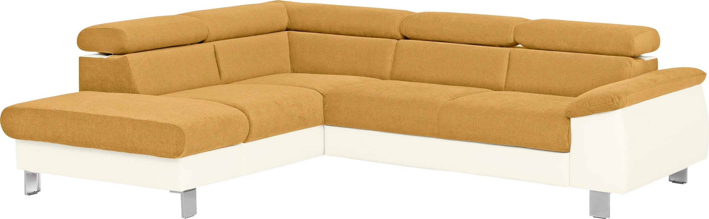 COTTA Ecksofa »Komaris L-Form mit Kopfteilverstellung«, wahlweise mit Bettfunktion, Bettkasten & Beleuchtung