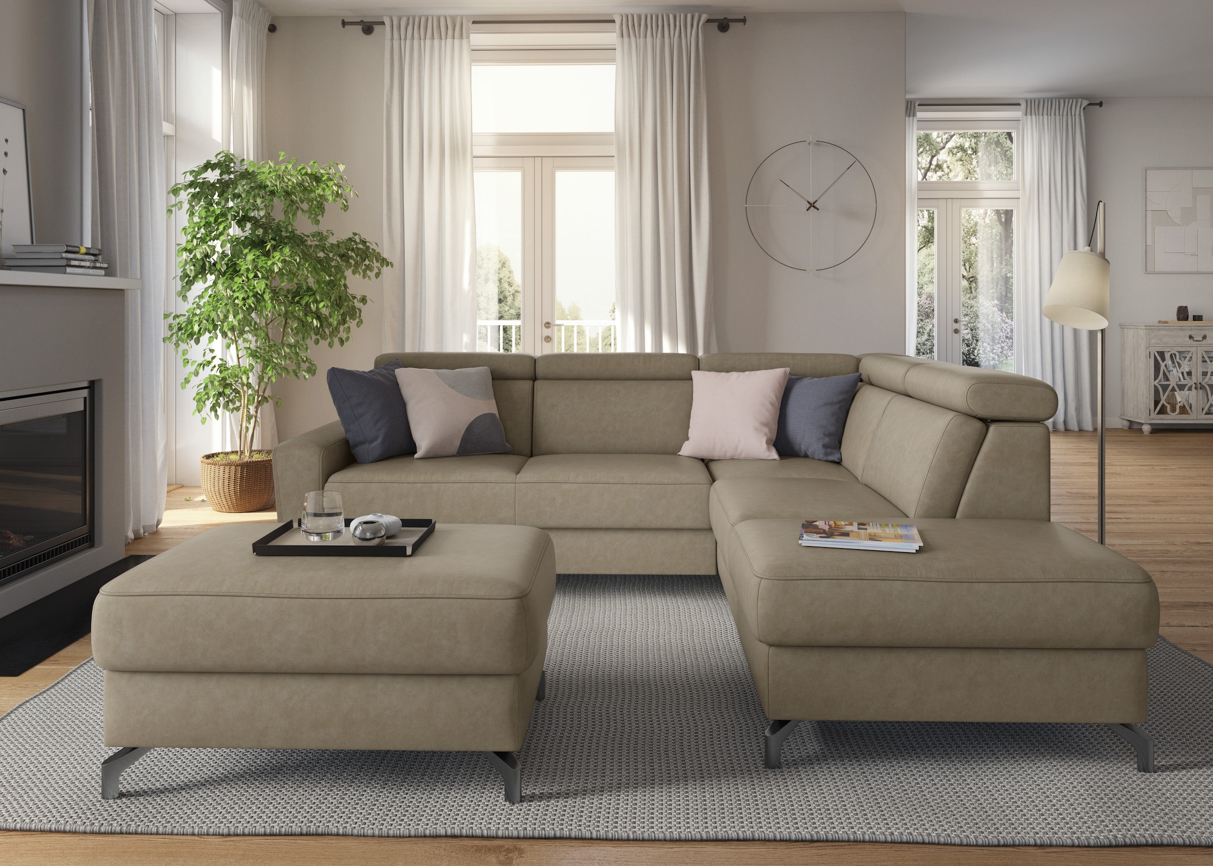 sit&more Ecksofa »Scarlett L-Form«, inklusive Kopfteilverstellung, wahlweise mit Bettfunktion, Bettkasten