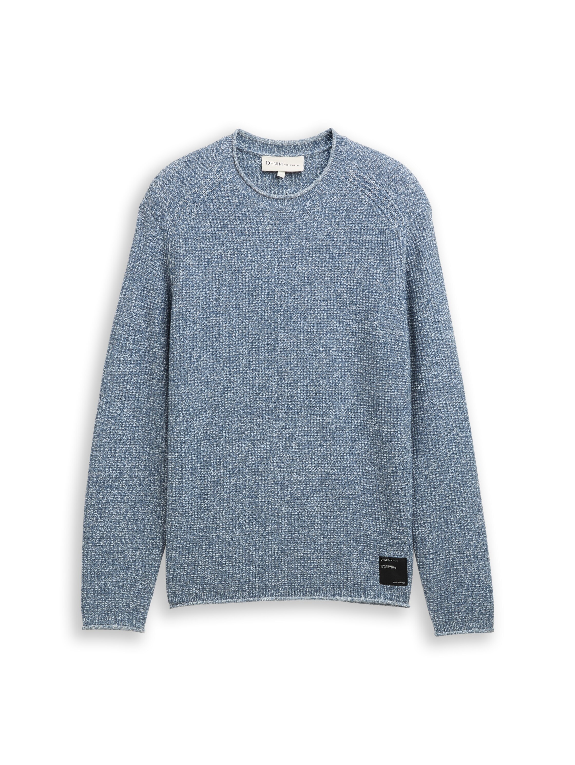 TOM TAILOR Denim Strickpullover mit Logo Stickerei