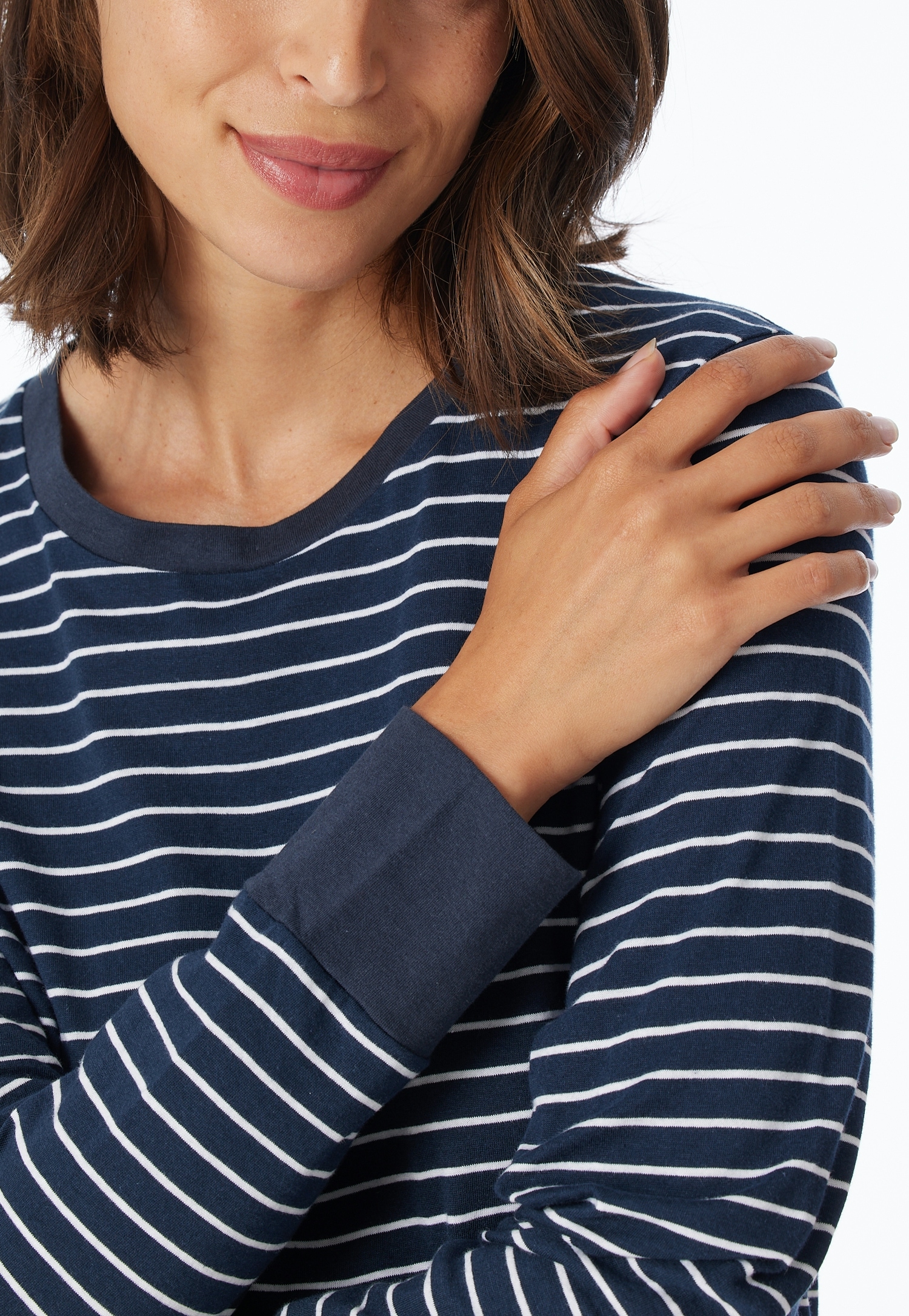 uncover by SCHIESSER Schlafanzug »Uncover Nightwear« 2 Stk. tlg., Rundhalsausschnitt, Pure Cotton, Streifen, Single Jersey, Langarm