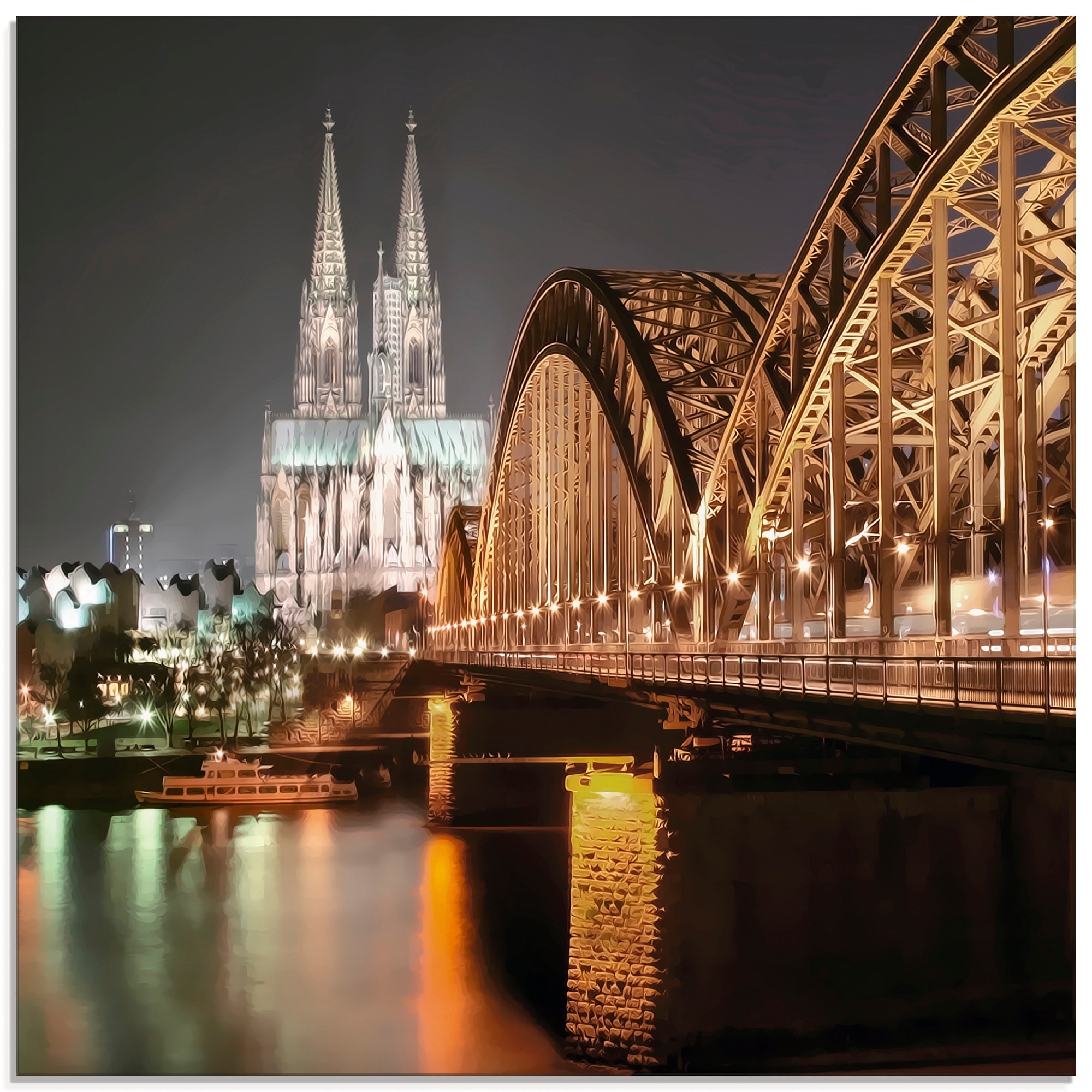 Image of Artland Glasbild "Köln Skyline Collage V" Brücken 1 Stk. tlg. in verschiedenen Grössen