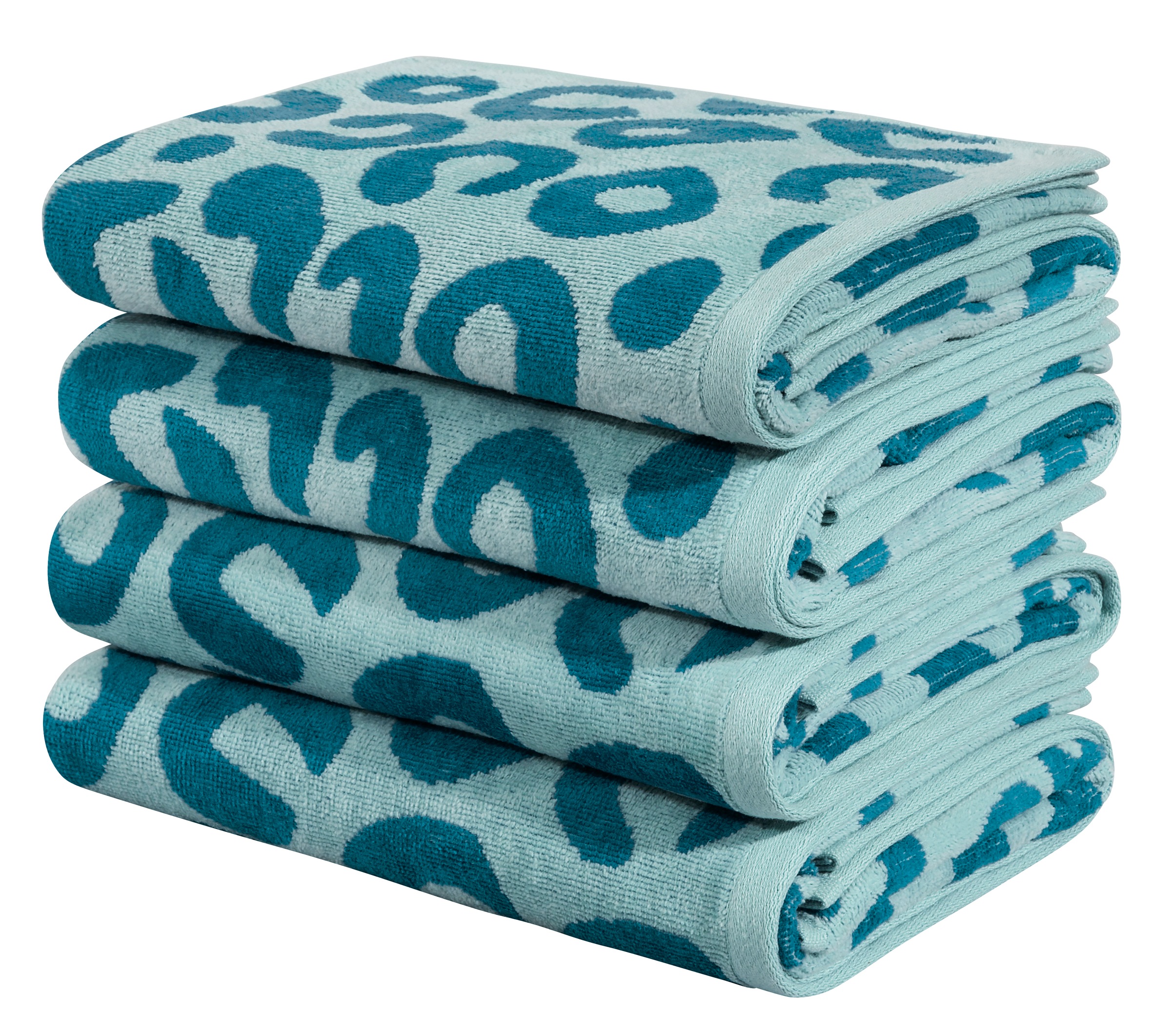 Image of GOODproduct Handtuch Set "Anna Leopardenmuster, 4-tlg Handtuch-Set, 50x100cm, 100% Baumwolle" Handtücher, weich, saugstark, modern, Leo, Animal Print