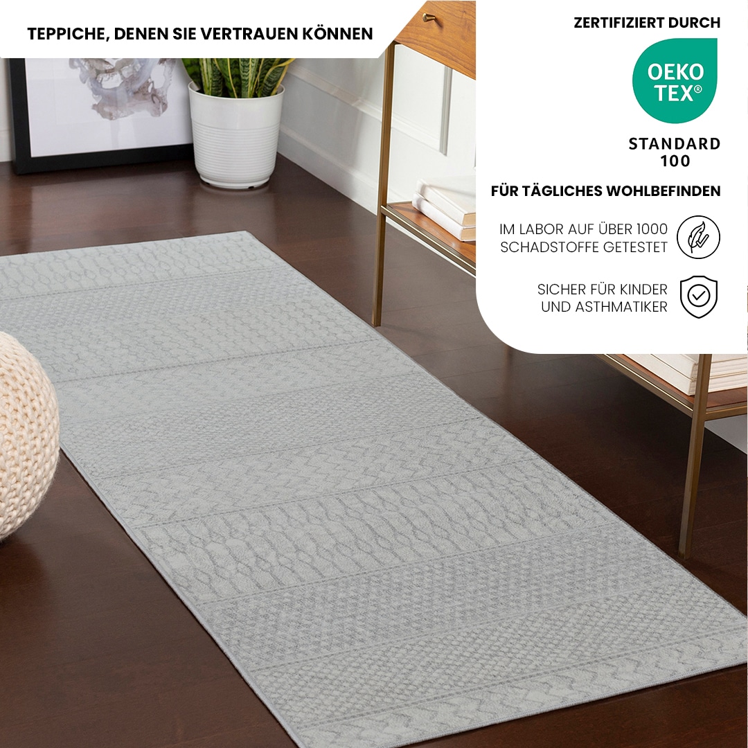 Livabliss Teppich »CIXI« rechteckig 11 mm Höhe Skandinavischer Teppich, Kurzflor Boho-Wohnzimmerteppich, Läufer