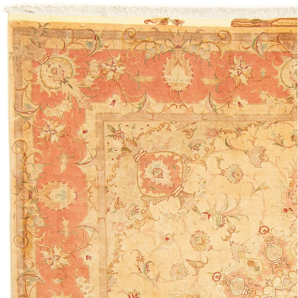 morgenland Orientteppich »Perser - Täbriz - Royal quadratisch - 203 x 200 cm - beige«, quadratisch, Wohnzimmer, Handgeknüpft, Einzelstück mit Zertifikat