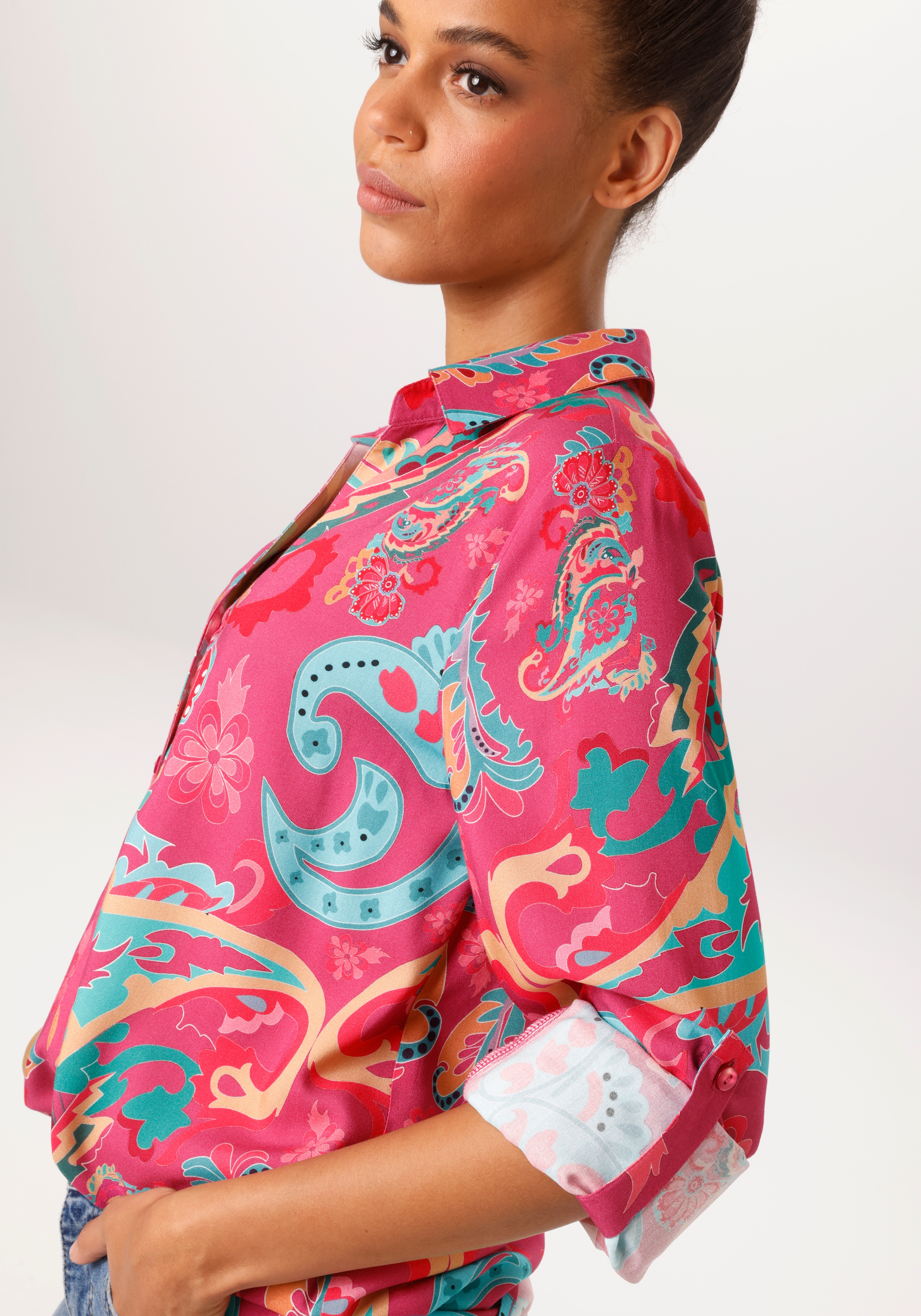 Aniston CASUAL Hemdbluse mit farbenfrohem, grafischen Druck - NEUE KOLLEKTION