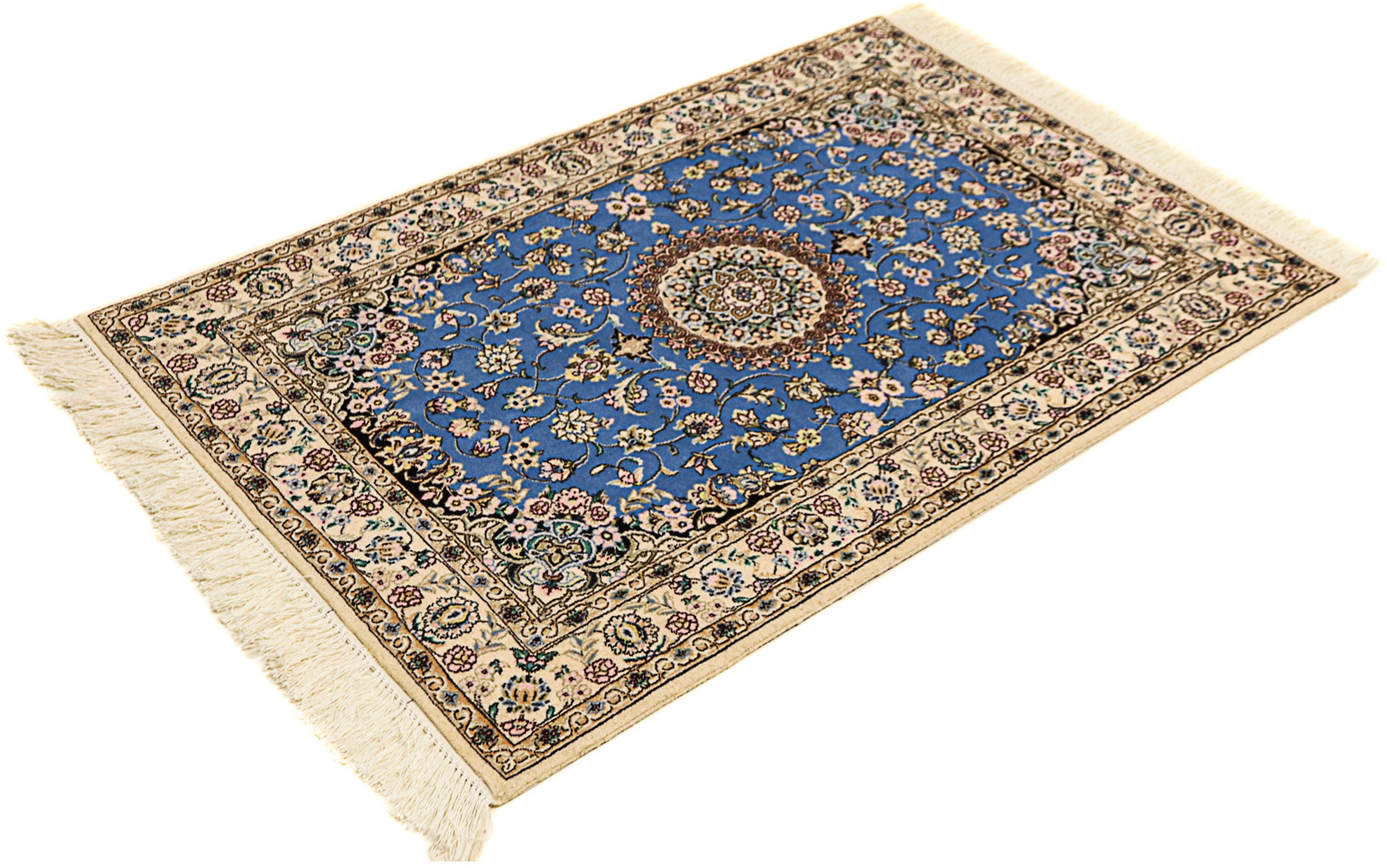 Image of morgenland Orientteppich »Perser - Nain - Premium - 120 x 80 cm - blau«, rechteckig, 6 mm Höhe, Wohnzimmer, Handgeknüpft, Einzelstück mit Zertifikat bei Ackermann Versand Schweiz
