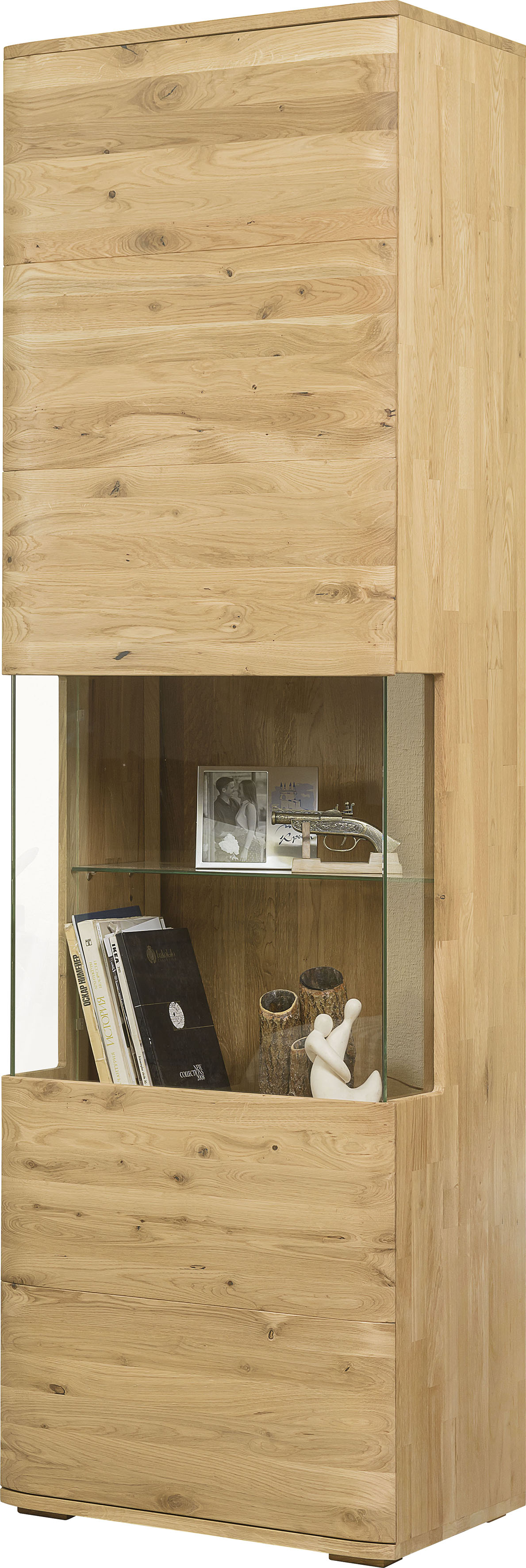 Image of andas Vitrine »Milton«, Tür und Seitenwand mit Glaseinsatz, aus massiven Eichenholz, mit einer Push-To-Open-, und einer Soft-Close-Funktion, Breite 60 cm bei Ackermann Versand Schweiz