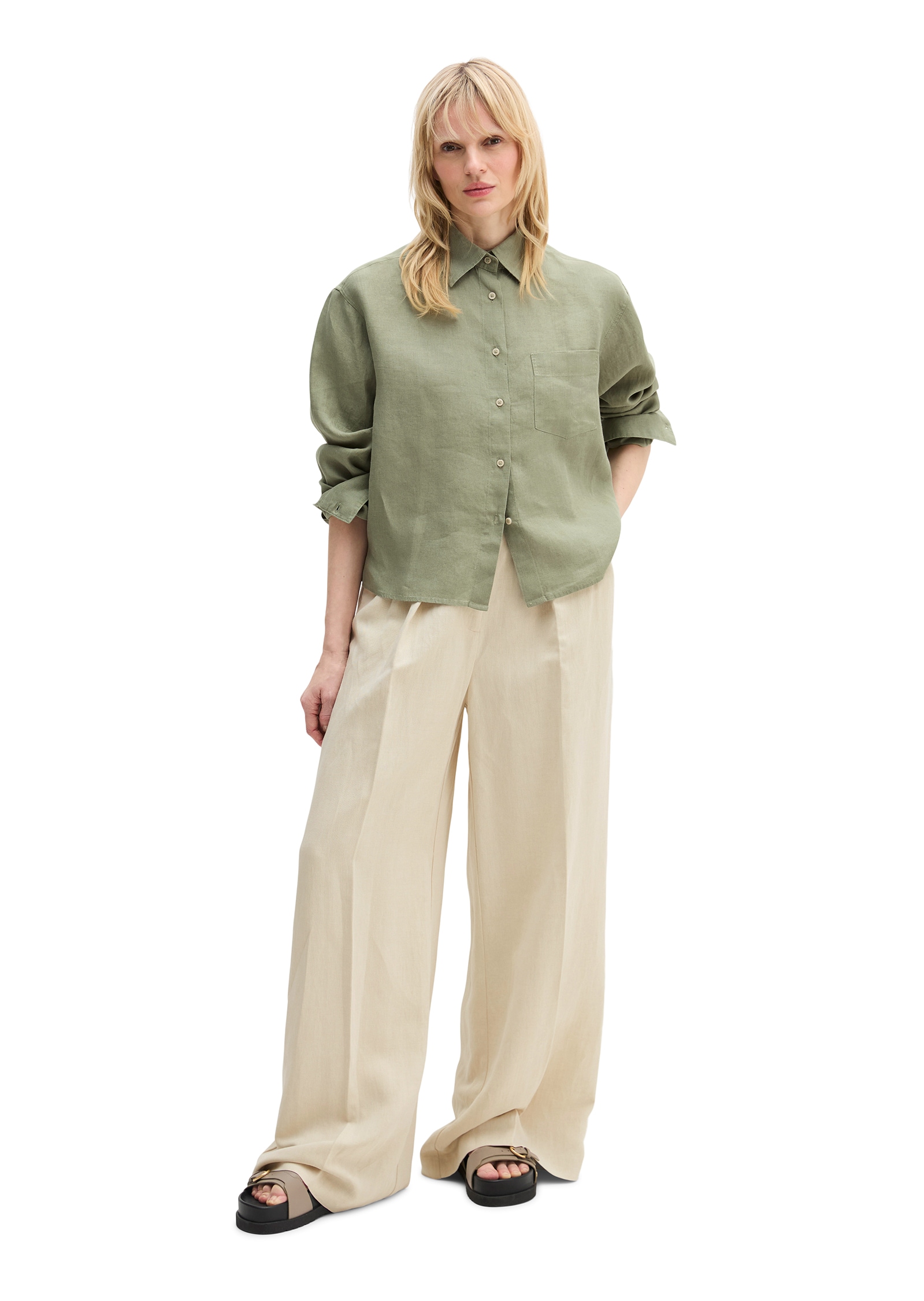 Marc O'Polo Blouse à manches longues Leinenbluse regular fit mit natürlich kühlender Funktion