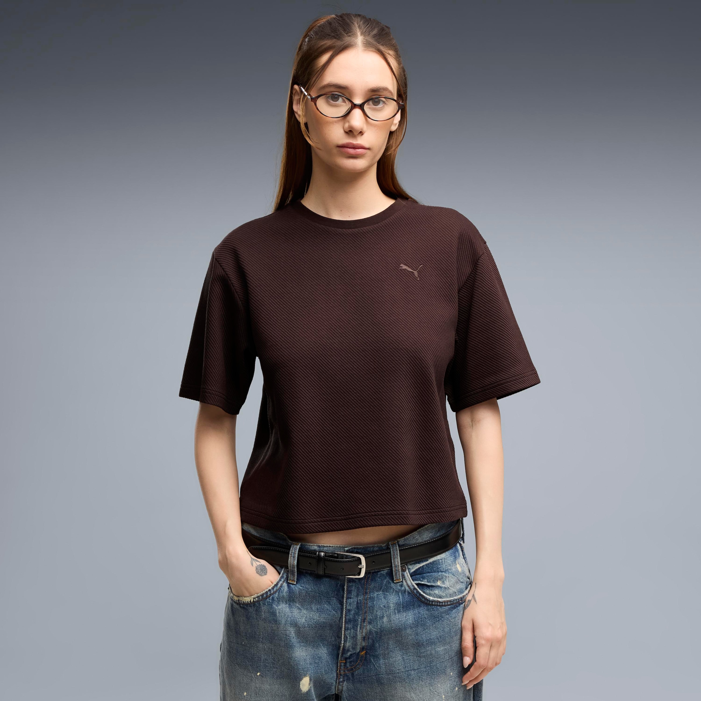 Image of PUMA T-Shirt "ESS ELEVATED RELAXED TEE" Kurzarmdesign, sportlicher Stil, unifarbenes Design, relaxed fit
