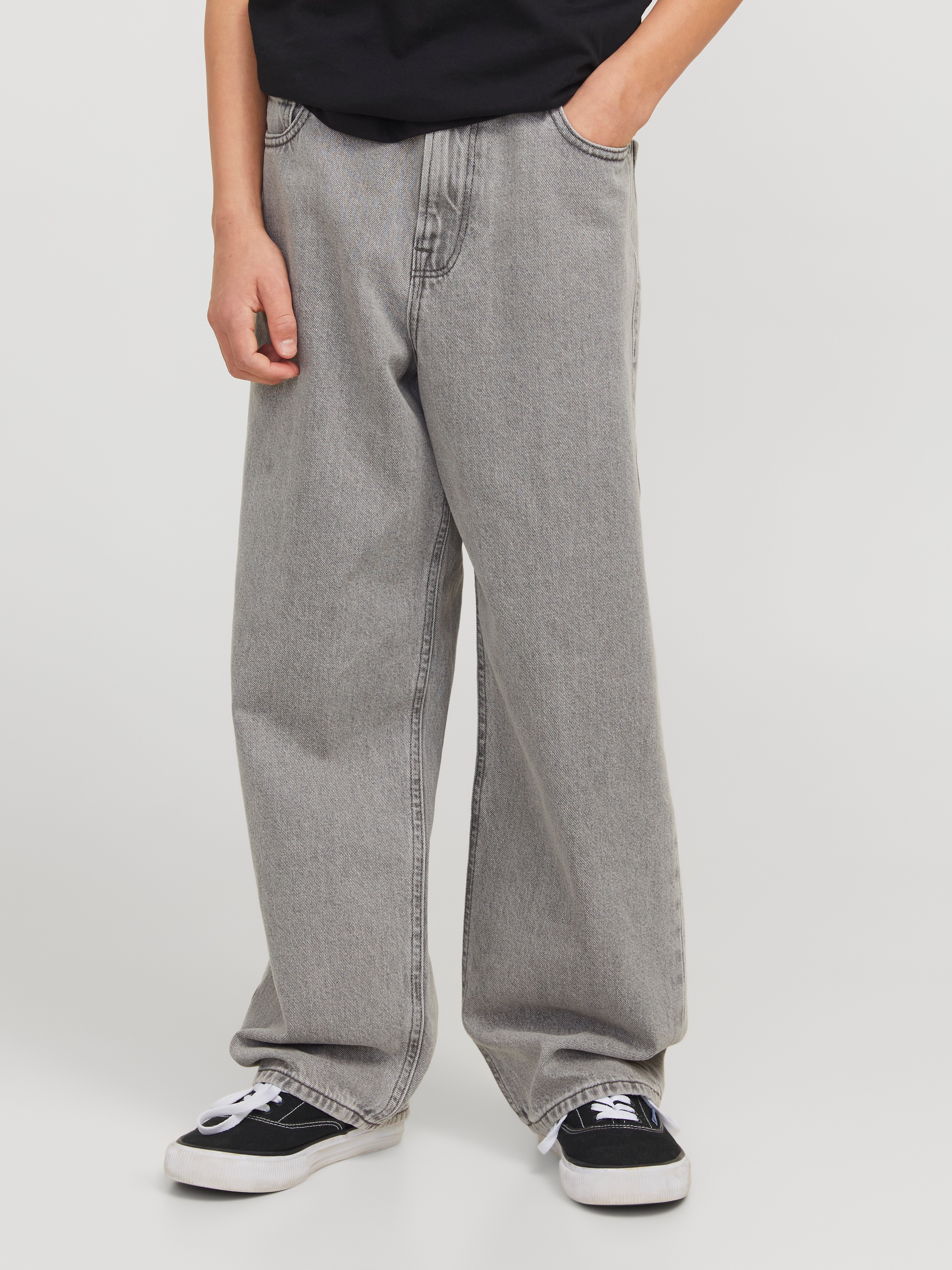 Image of Jack & Jones Junior Relax-fit-Jeans "JJIALEX überzeugt durch Komfort und hohe Taille" unifarben, modisch, relaxed fit, Denim
