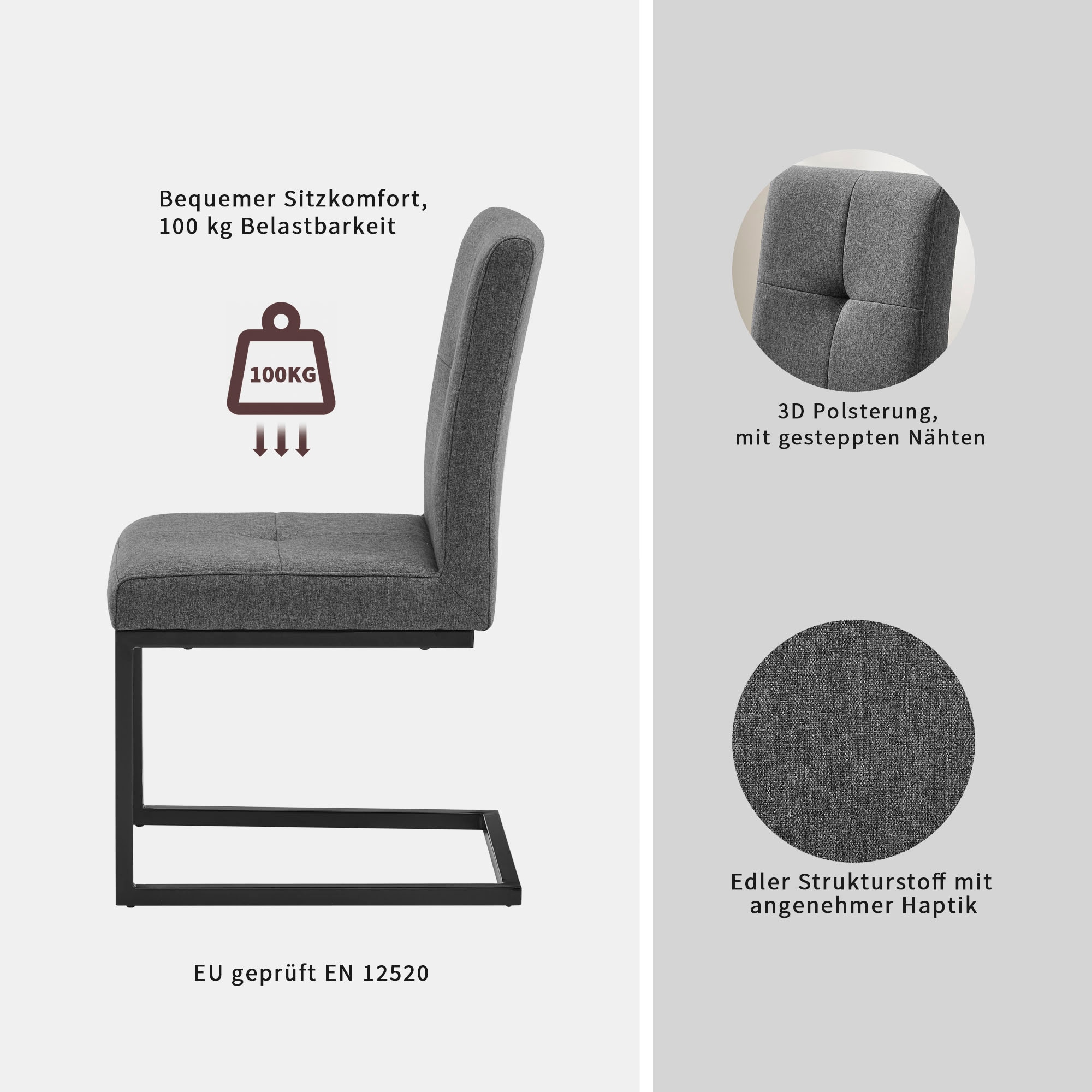 GOODproduct Essgruppe »Gellina« Set, 4 tlg. ausziehbarer Esstisch, Freischwinger, Sitzbank mit Rückenlehne