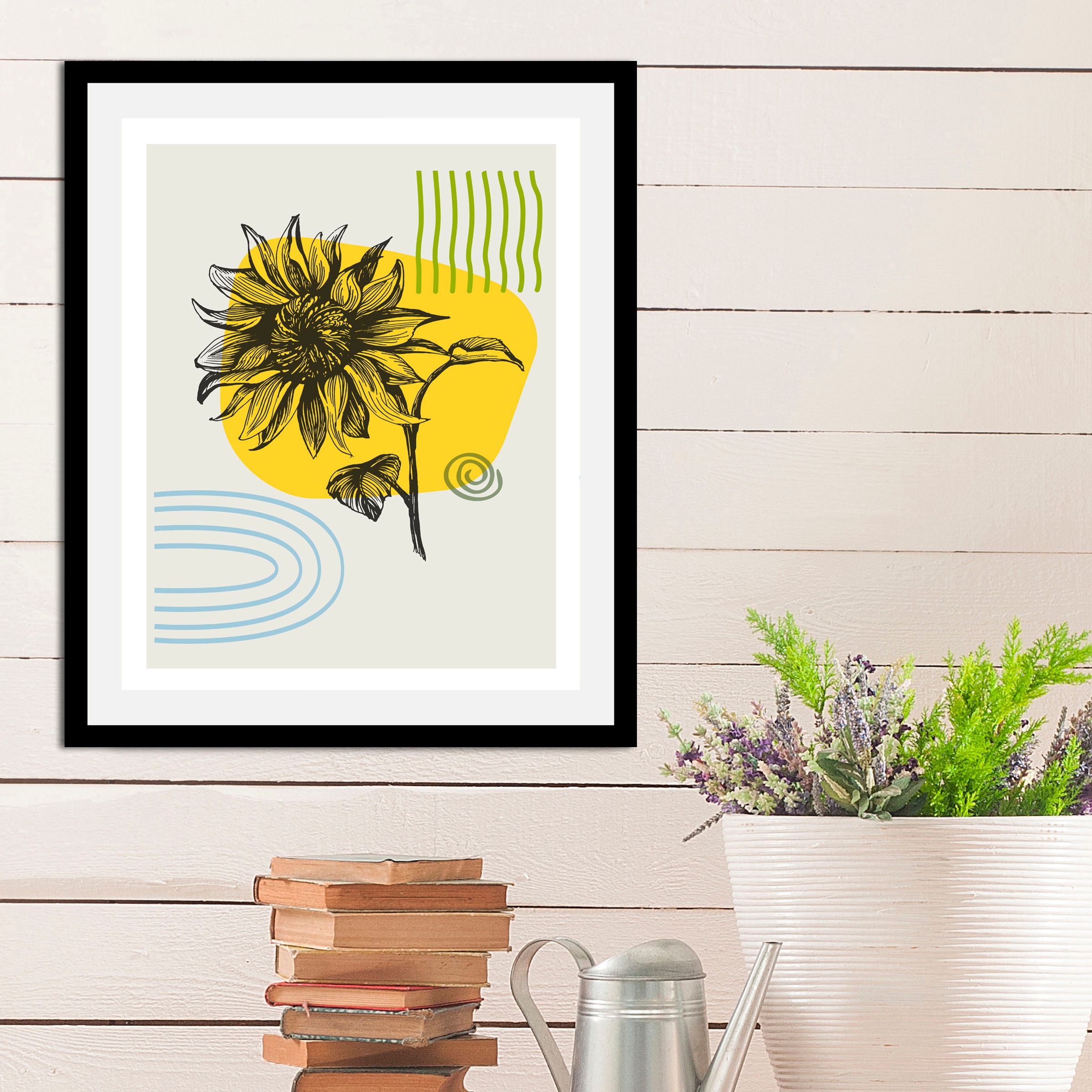 Image of queence Bild "Sunflower" Abstrakt Blumen Figuren Kunst Pflanzen Pflanzenbilder 1 Stk. tlg. gerahmt