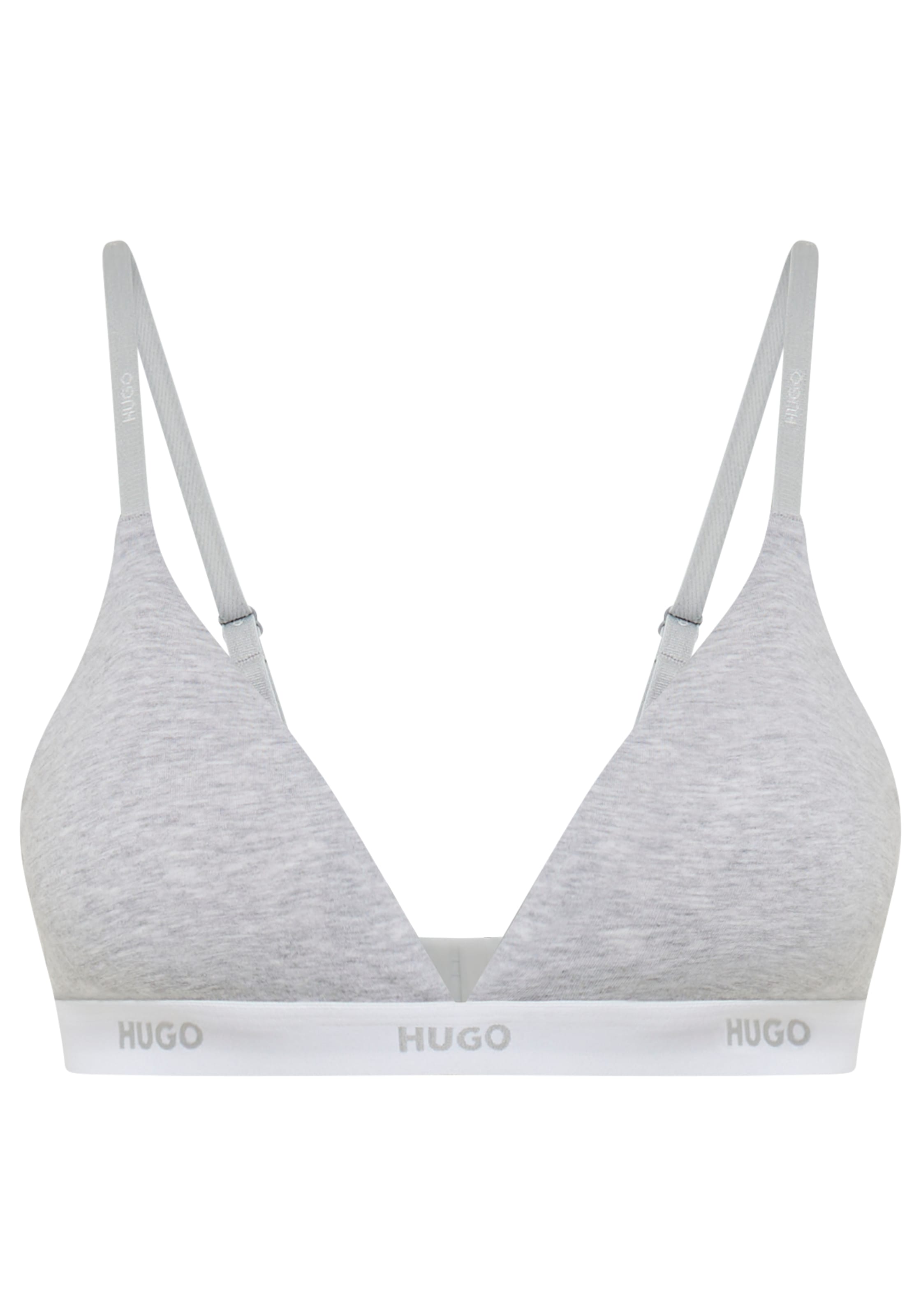 Image of HUGO Underwear Triangel-BH "aus Stretch-Baumwolle mit Logo-Unterbrustband" mit herausnehmbaren Polstern, geformte Körbchen