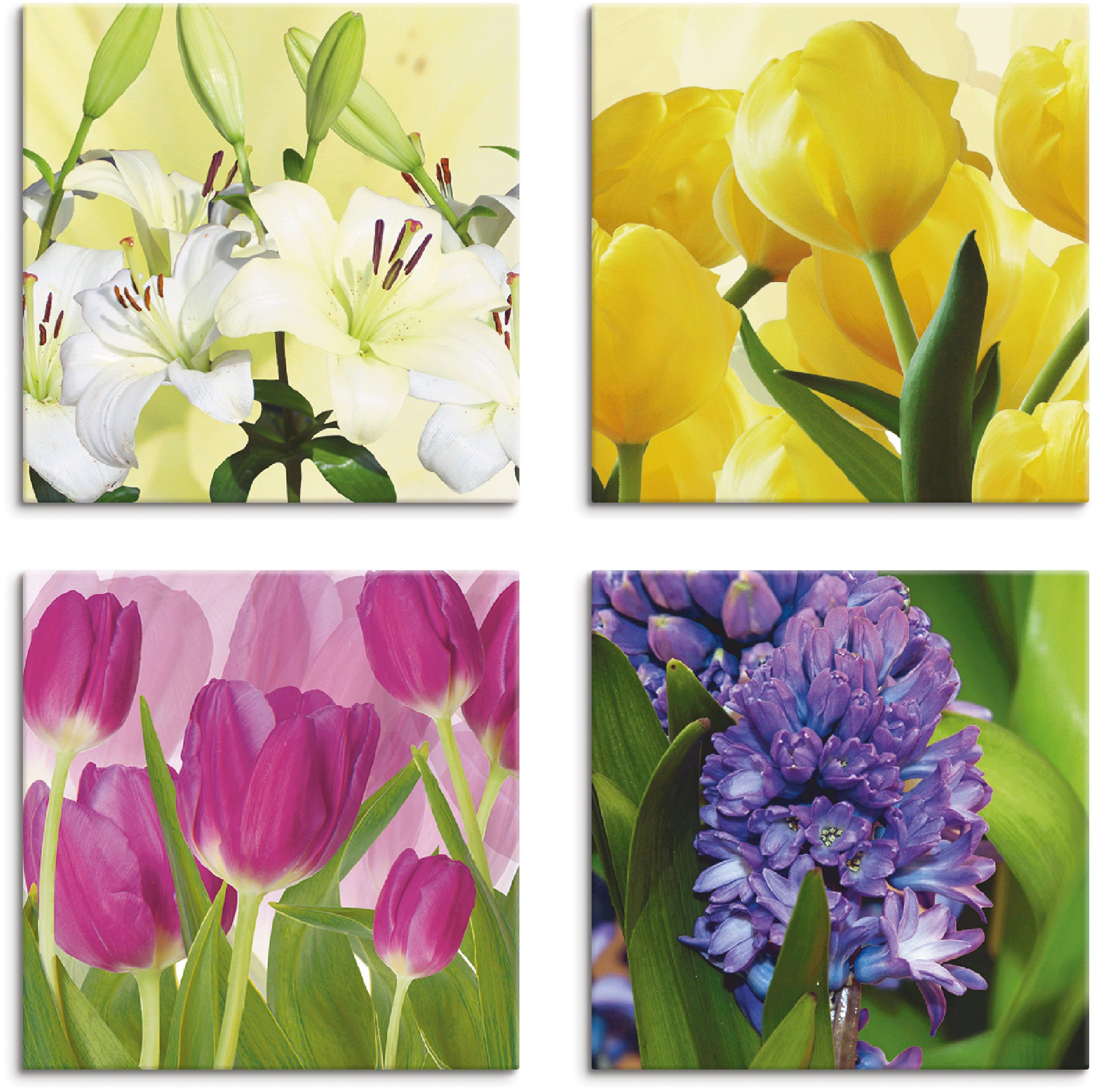 Image of Artland Leinwandbild »Tulpen Lilien Hyazinthe«, Blumen, (4 St.) bei Ackermann Versand Schweiz
