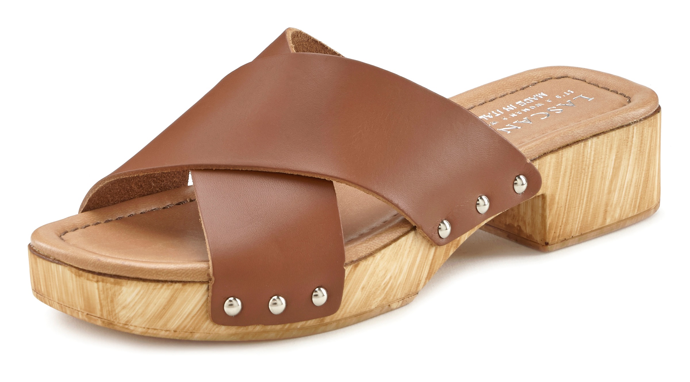 Image of LASCANA Clog, Pantolette aus Leder mit Blockabsatz bei Ackermann Versand Schweiz
