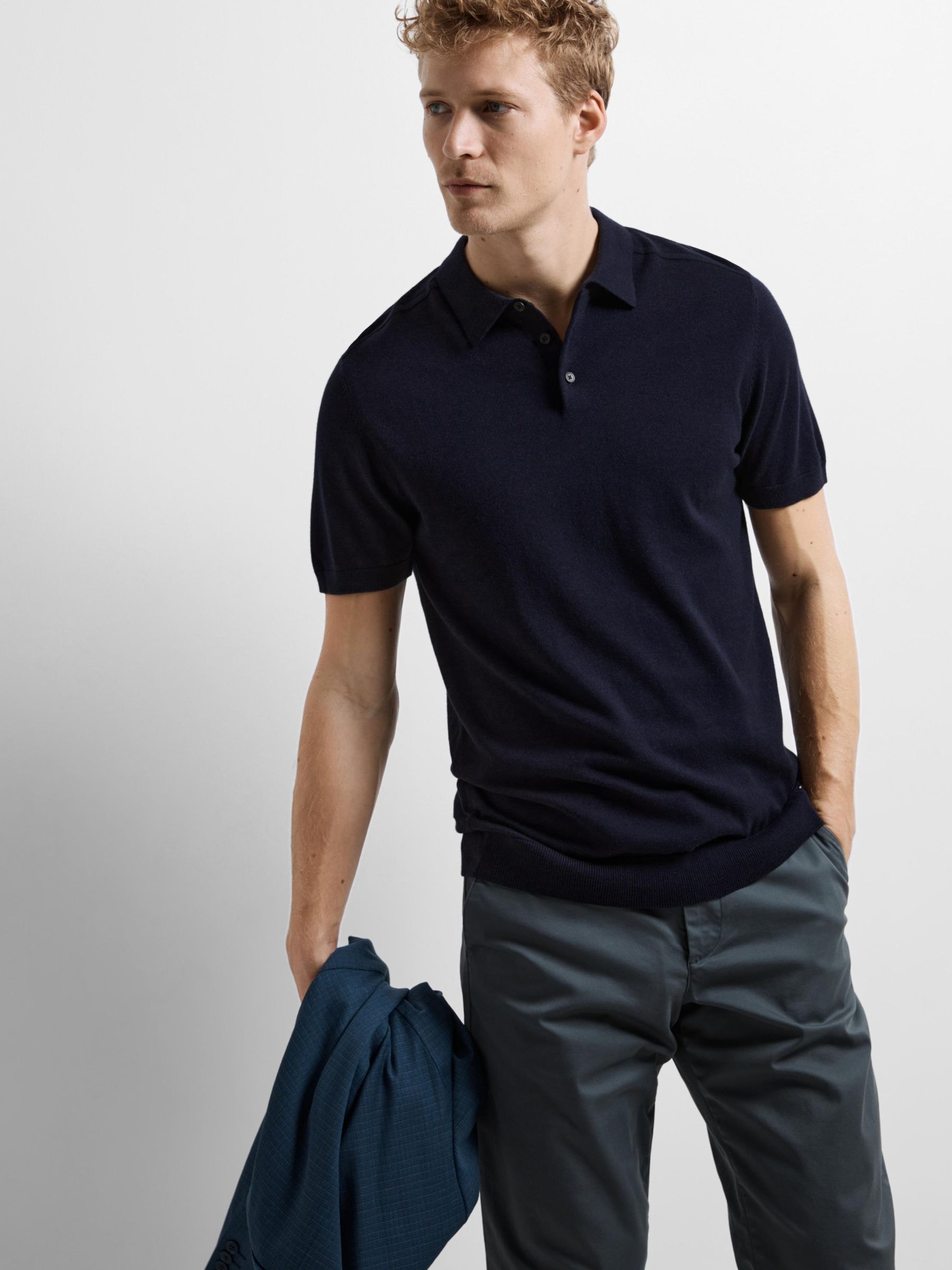 SELECTED HOMME Poloshirt »SLHBERG SS KNIT POLO NOOS«, aus Feinstrick