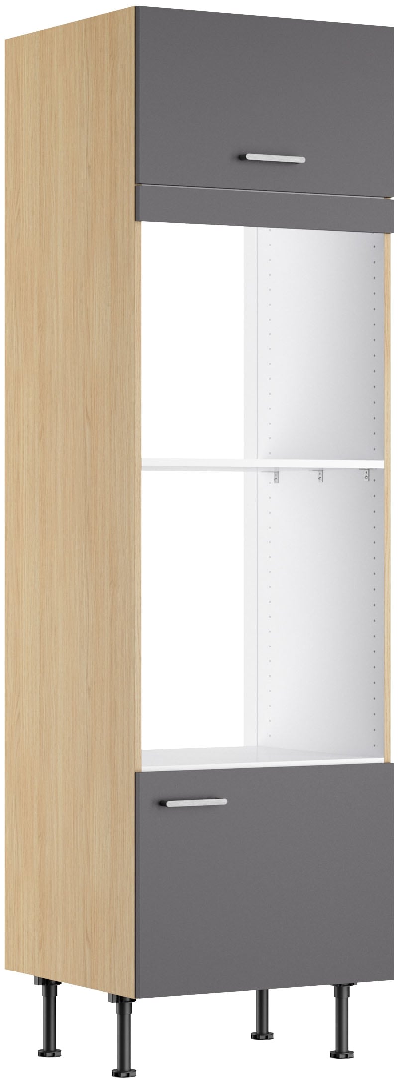 KOCHSTATION Armoire pour micro-ondes »KS-Lucy« Breite 60 cm, mit 1 Tür, 1 Klappe, Soft-Close, höhenverstellbare Füsse