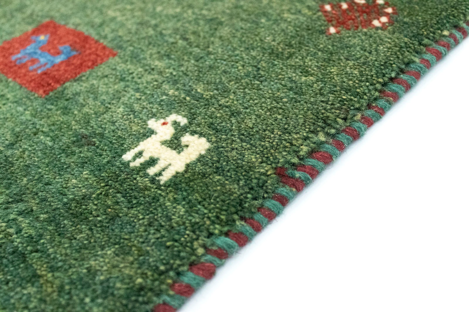 morgenland Wollteppich »Gabbeh Teppich kaufen handgeknüpft grün«, rechteckig, handgeknüpft