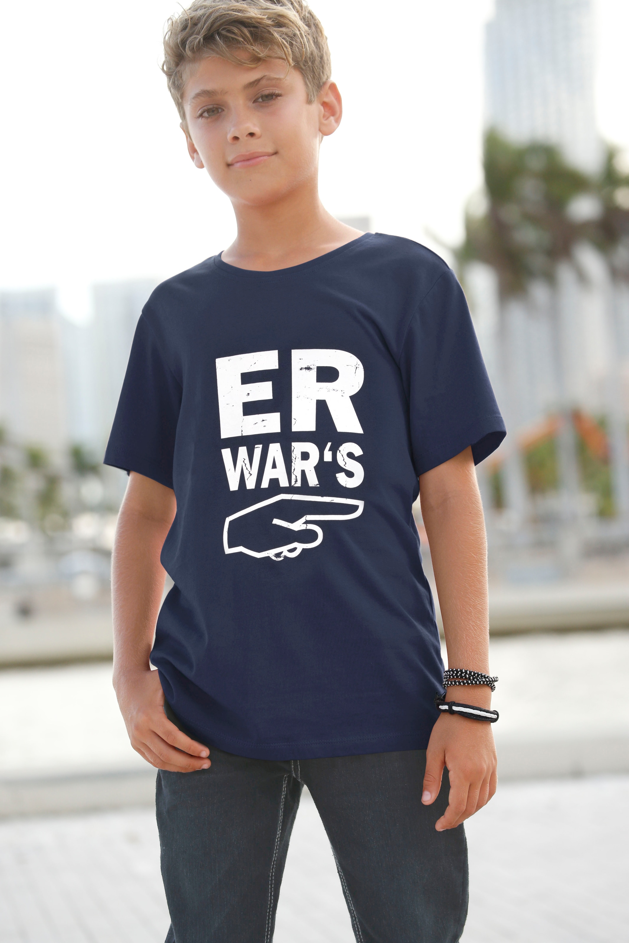 KIDSWORLD T-Shirt »ER WAR`S«, Spruch