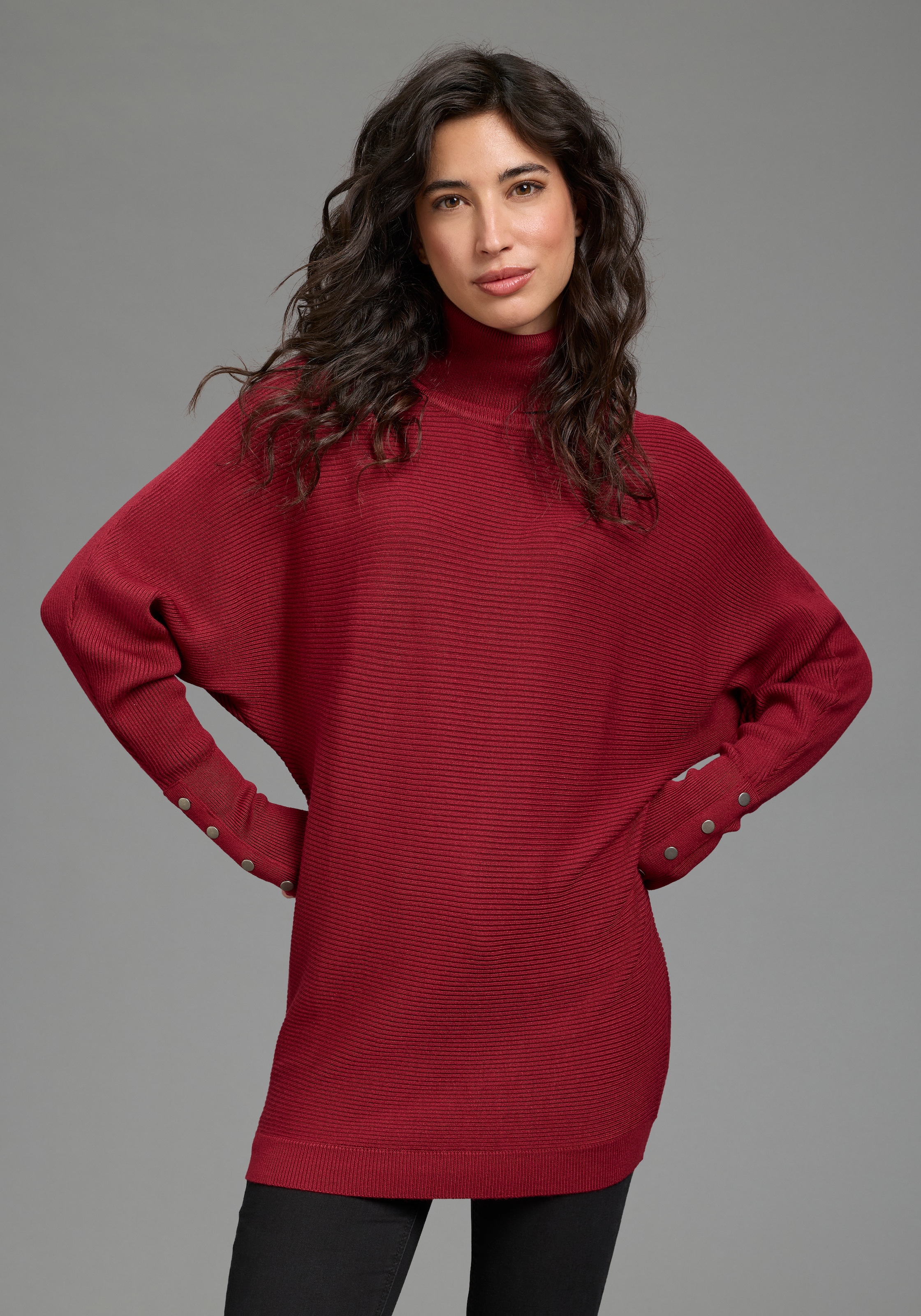 Image of Laura Scott Rollkragenpullover "aus Feinstrick, figurumspielende Passform" mit dekorativer Knopfleisten