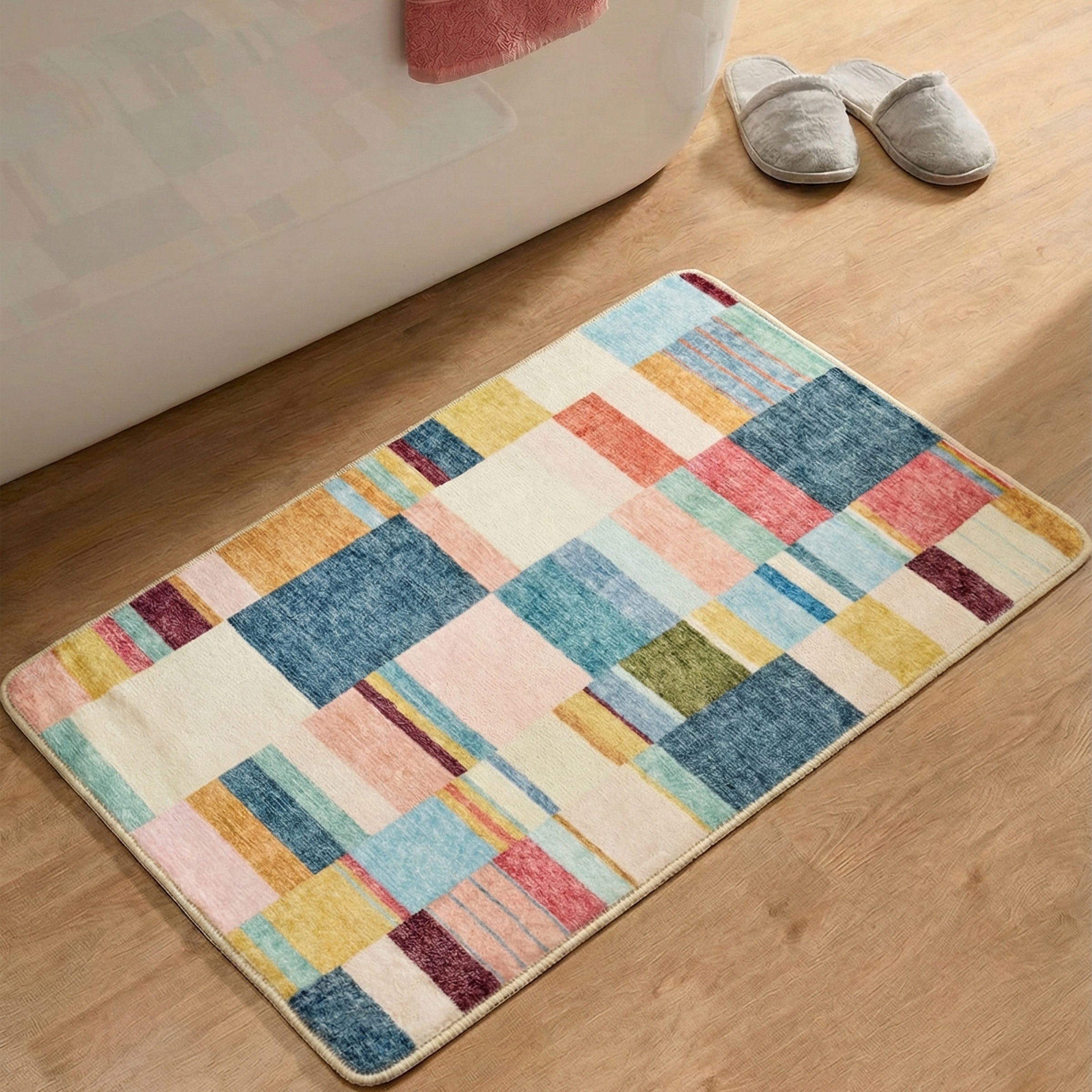 Image of Gino Falcone Badematte "Aquata GF-167, Badvorleger, Badezimmer Teppich" Höhe 5 mm rutschhemmend beschichtet fussbodenheizungsgeeignet Badteppich, bedruckt, gestreift, modernes Design, rechteckig