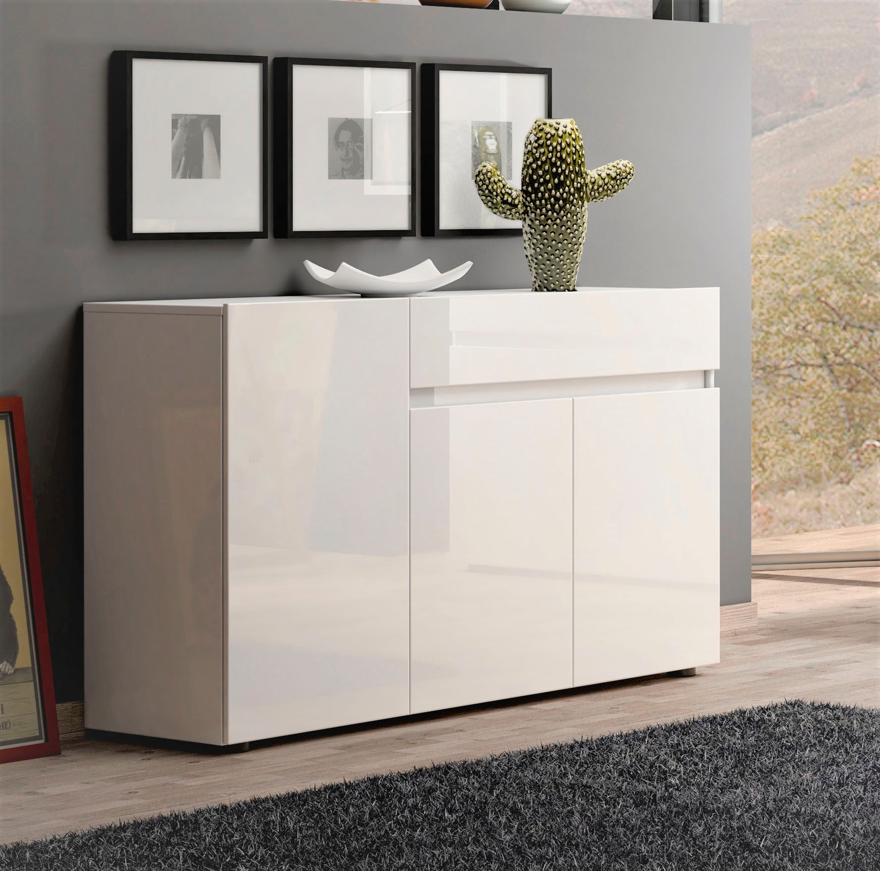 Image of Home affaire Sideboard "MISTER, Kommode, Lowboard, Schrank, Breite 135 cm, Made in Italy" Korpus und Fronten komplett Hochglanz lackiert B/H 135x80cm