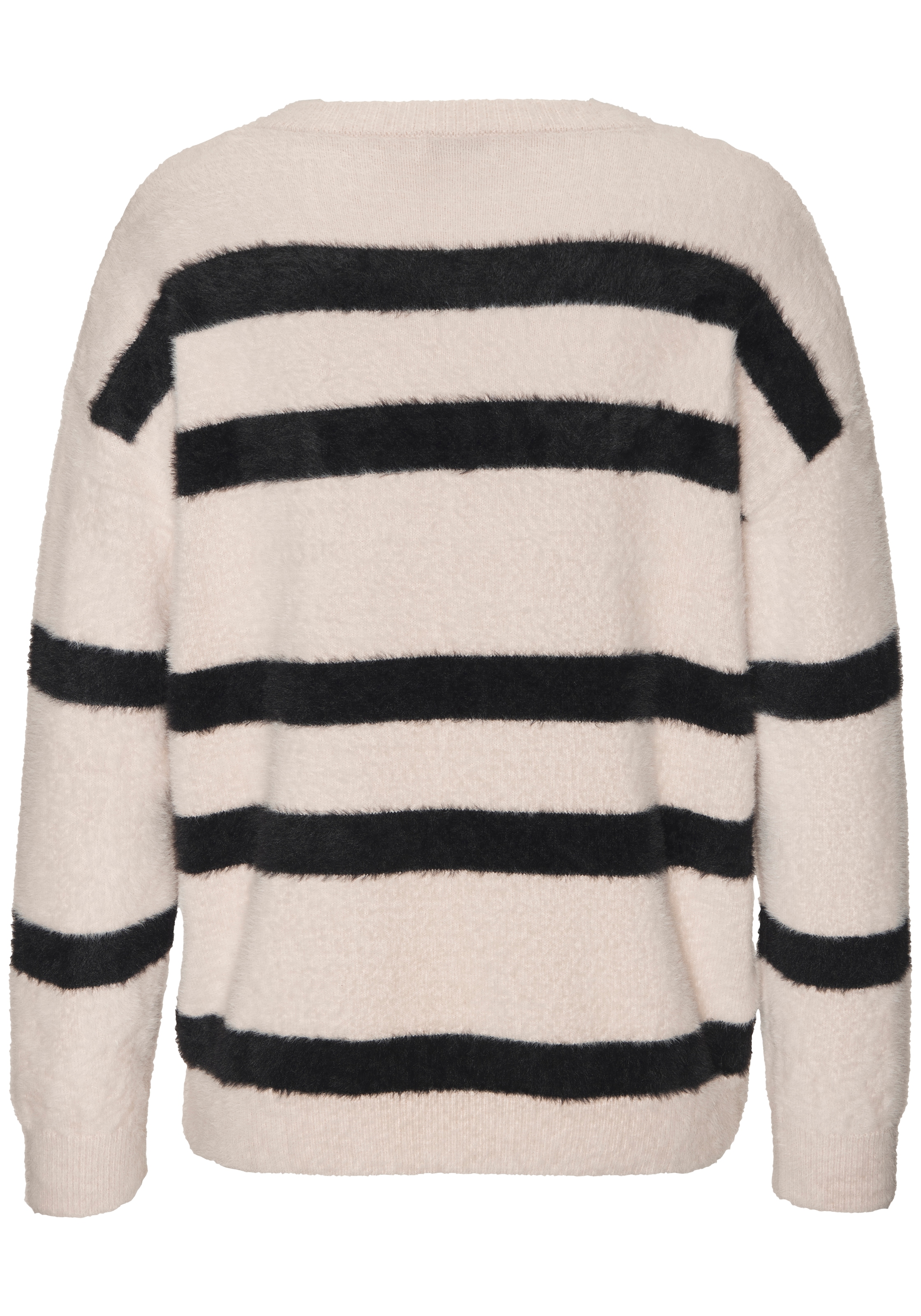 LASCANA Pull à rayures »Amira« aus kuschelweichem Strick, V-Ausschnitt, Streifenoptik, modisch