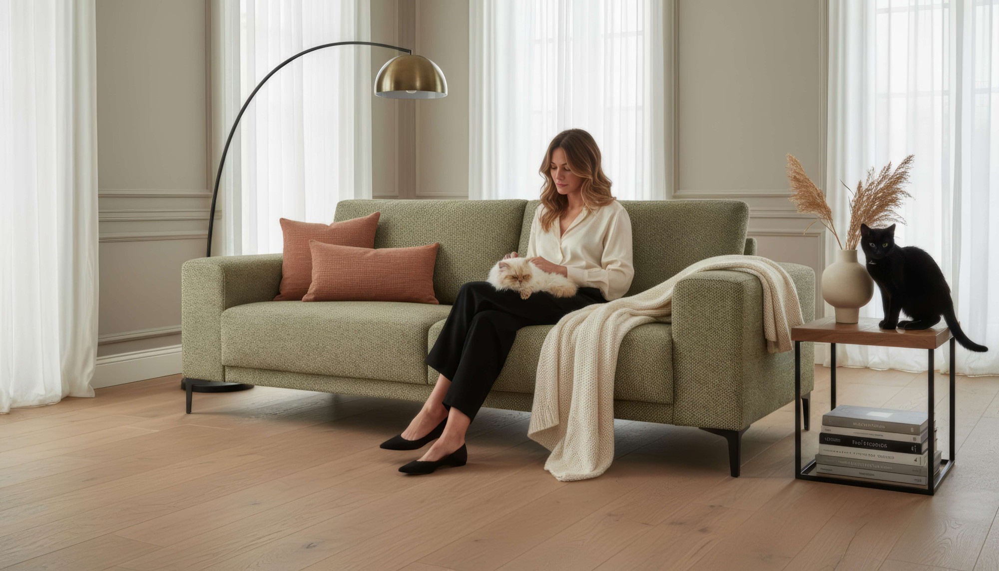 Image of GOODproduct 3-Sitzer "Xander" Breite 224 cm, Soft-Touch Chenille, Webstoff, schwarze Metallfüsse