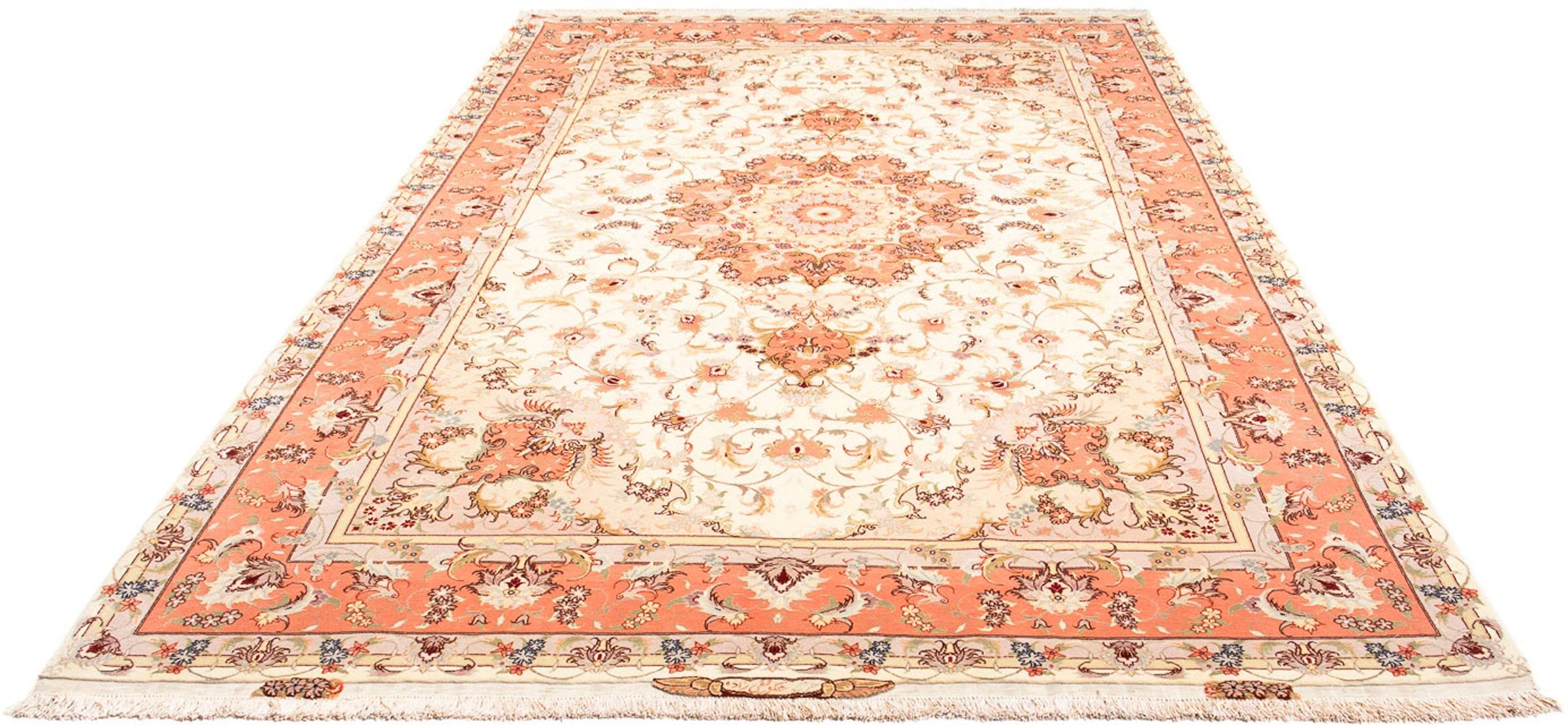 Orientteppich »Täbriz rund - 308 x 200 cm - beige«, rechteckig, Wohnzimmer,...