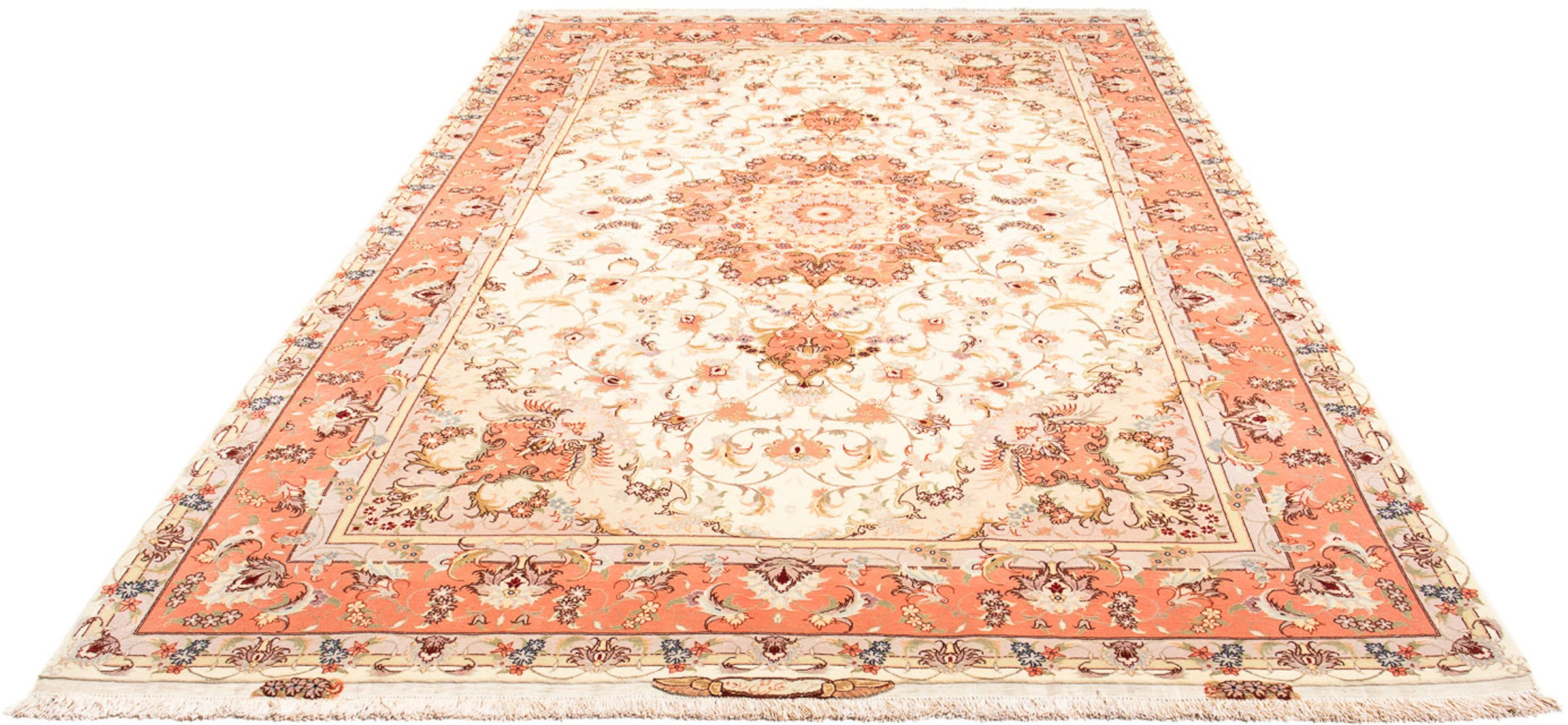 Image of morgenland Orientteppich »Täbriz rund - 308 x 200 cm - beige«, rechteckig, 10 mm Höhe, Wohnzimmer, Handgeknüpft, Einzelstück mit Zertifikat bei Ackermann Versand Schweiz