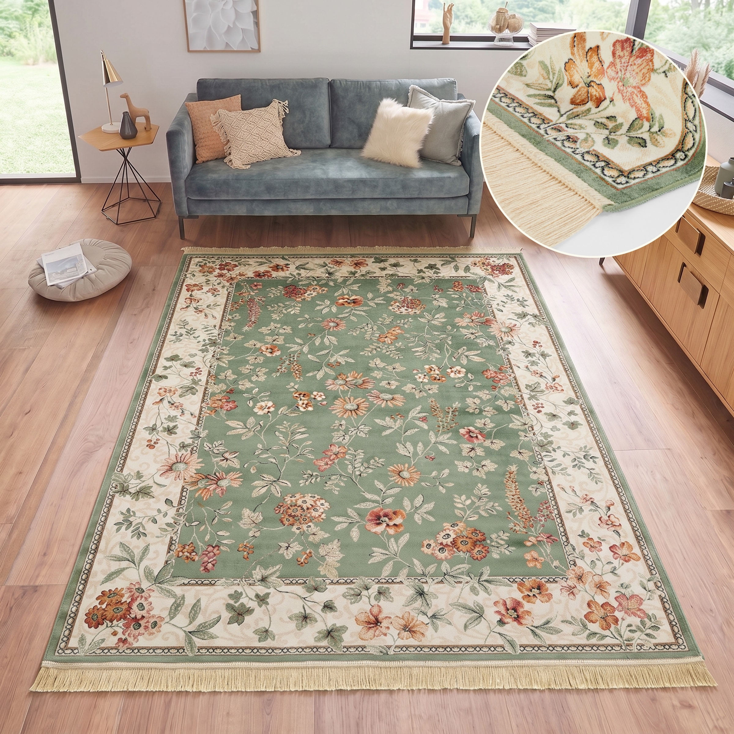 HANSE Home Tapis »Orient Flowers« Rectangulaire 5 mm Höhe poils courts avec franges, orient, salon, chambre, salle à manger