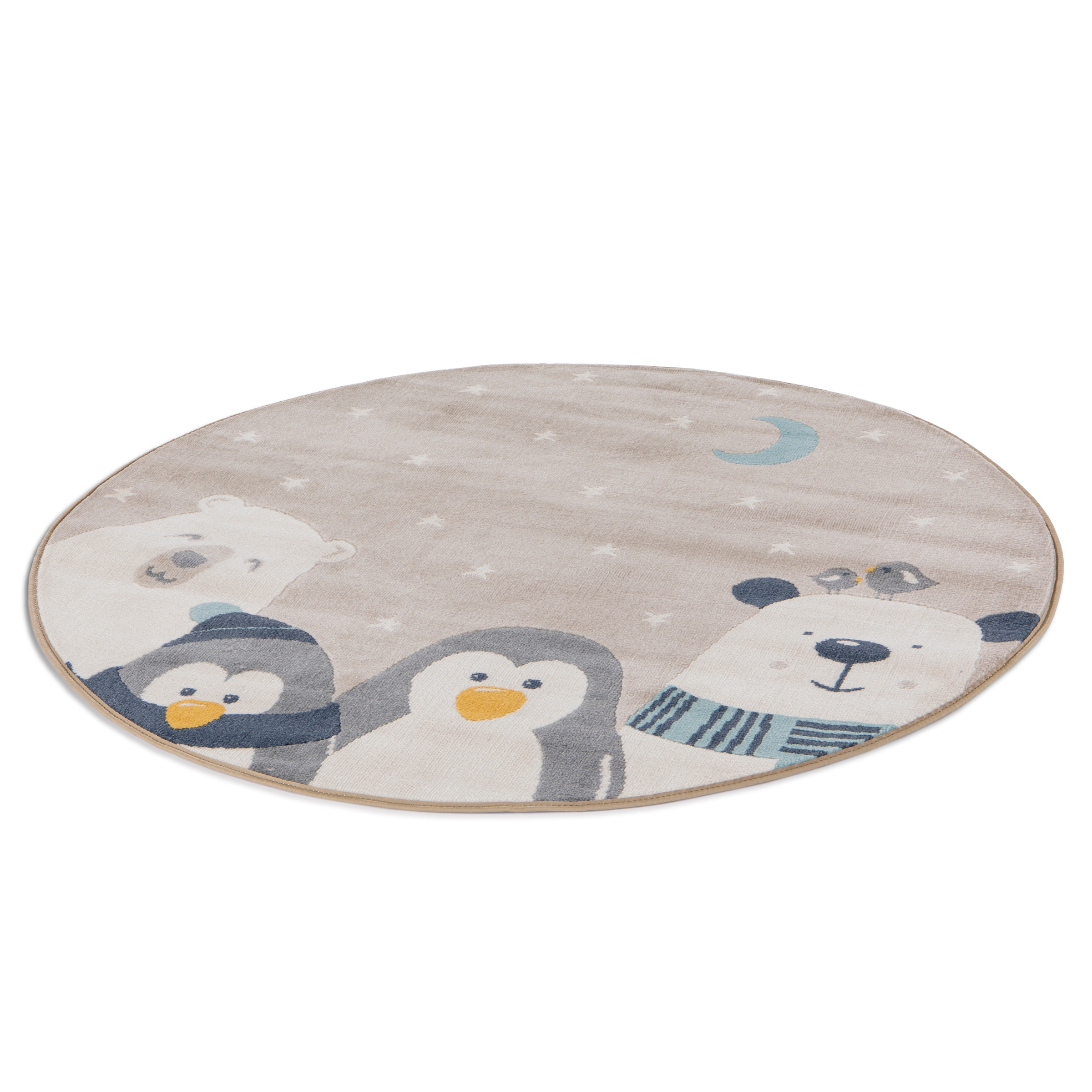 Image of Primaflor-Ideen in Textil Kinderteppich "COCOON - Sternenfreunde" rund 6 mm Höhe Kurzflor, Motiv Tiere & Sterne