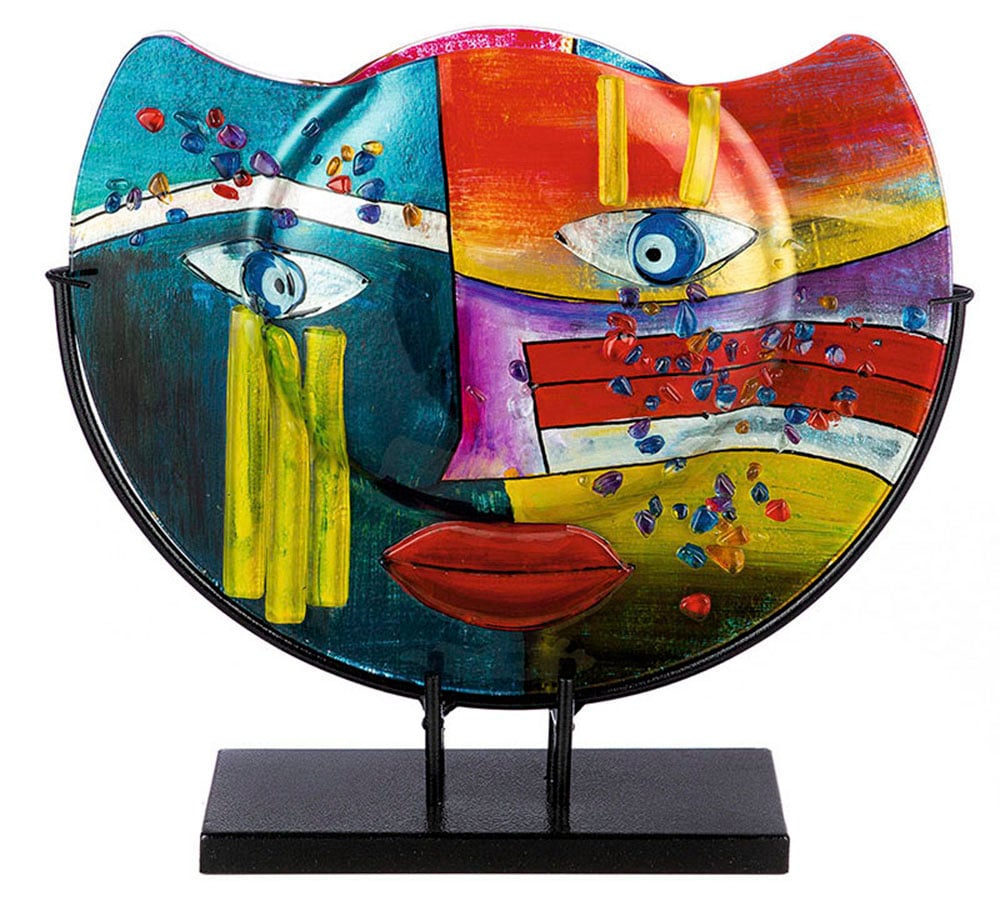 Casablanca by Gilde Tischvase "Fashion, Dekovase" Vase aus Glas, mit schwarzem Metallfuss, Breite ca. 39 cm