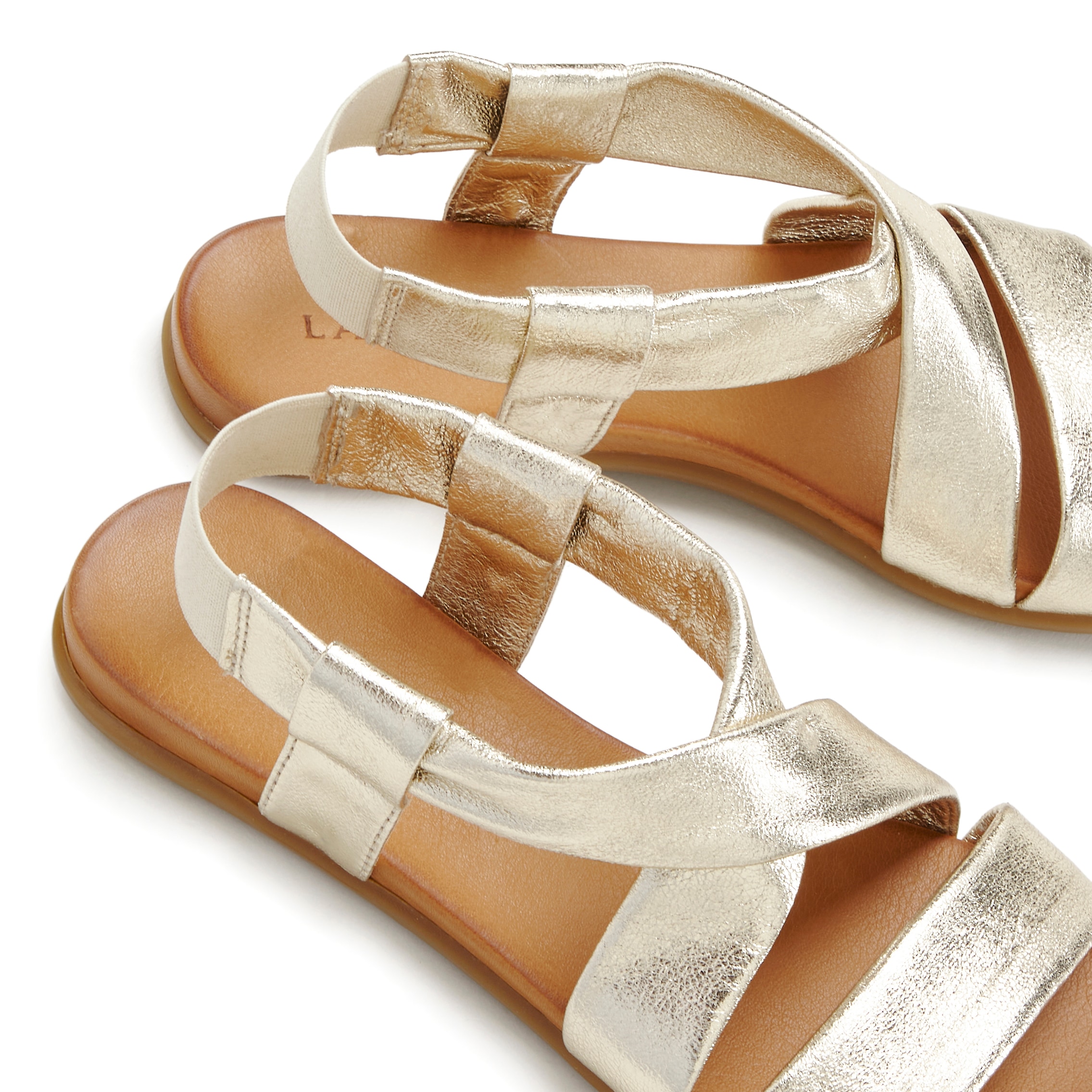 LASCANA Sandale, aus Leder mit raffinierten Riemchen, Sandalette, Sommerschuh