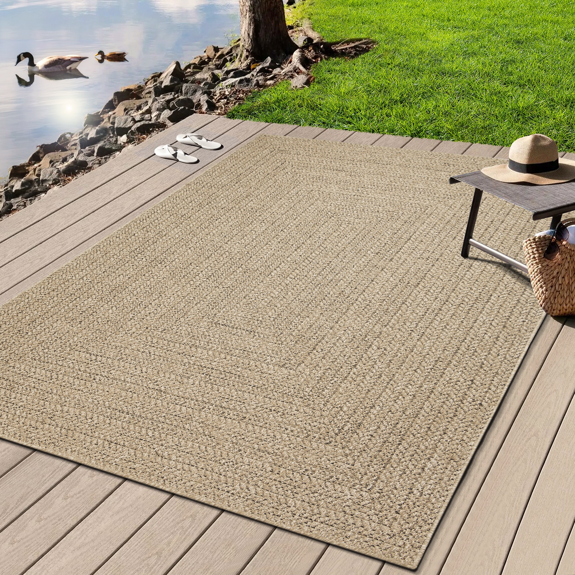 Image of merinos Teppich "Kenzy 2" rechteckig 10 mm Höhe robuster In- und Outdoor Teppich im natürlichen Jute-Look, wetterfest