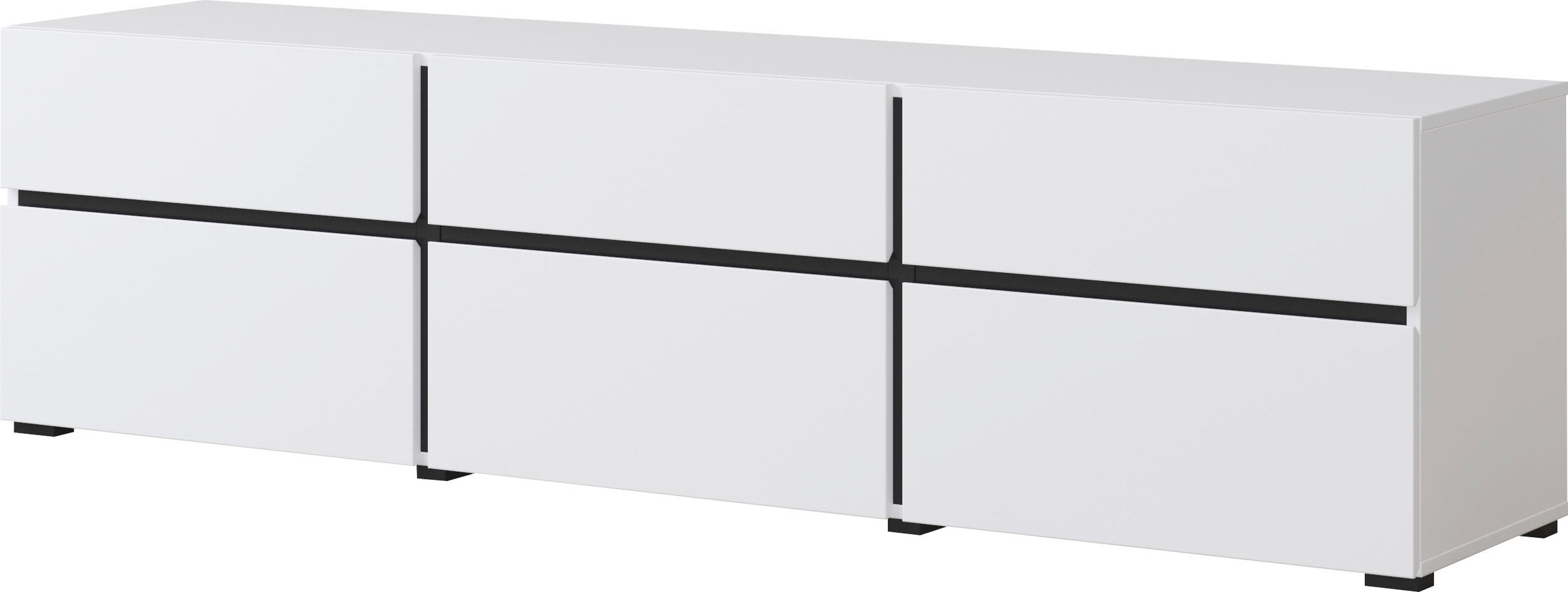OTTO home Lowboard "Cross, moderne grifflose TV-Kommode,3 Klappen/3 Schubkästen" Breite 180 cm, TV-Schrank mit viel Stauraum, TV-Board