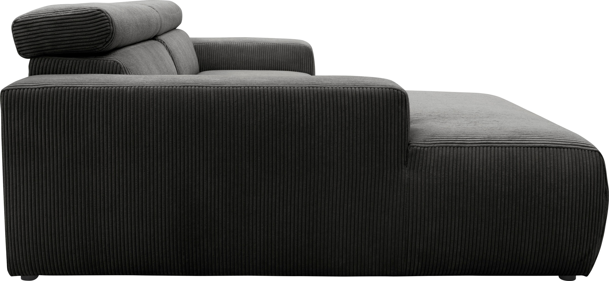 DOMO collection Ecksofa »Brandon B/T: 214/100 cm, belastbar bis 140kg/ Sitz, L-Form«, Cord, grau
